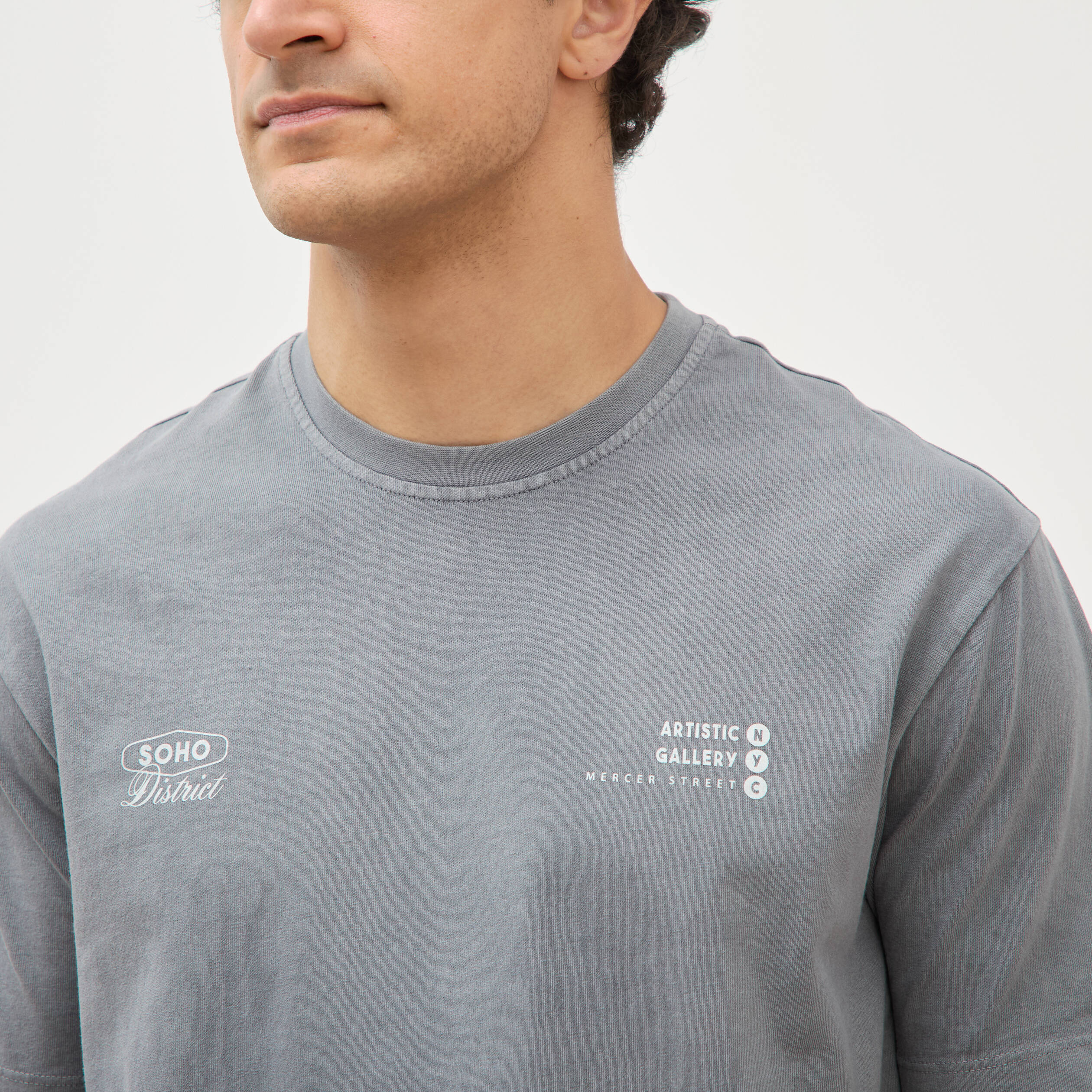 T-shirt en coton manches courtes gris homme