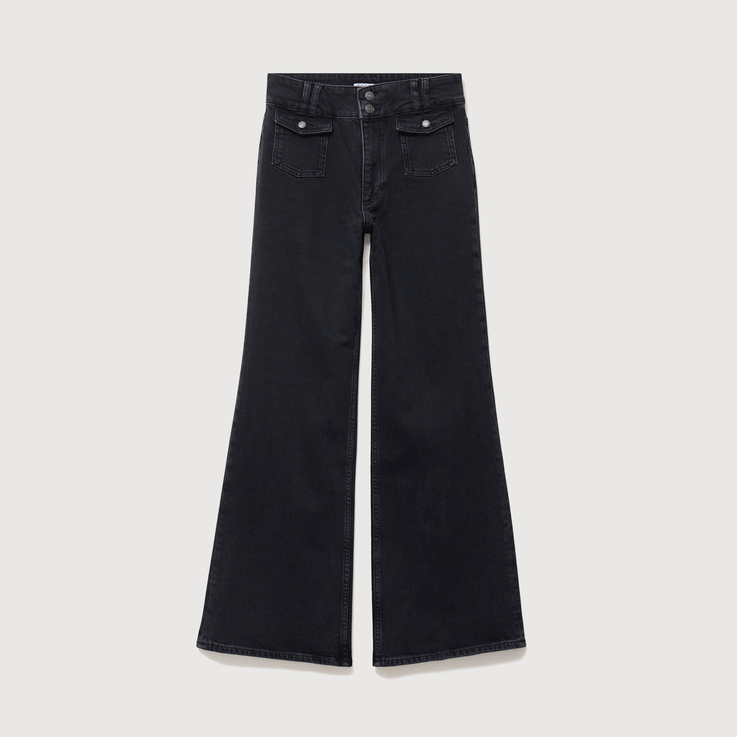 Jeans bootcut taille haute denim gris femme
