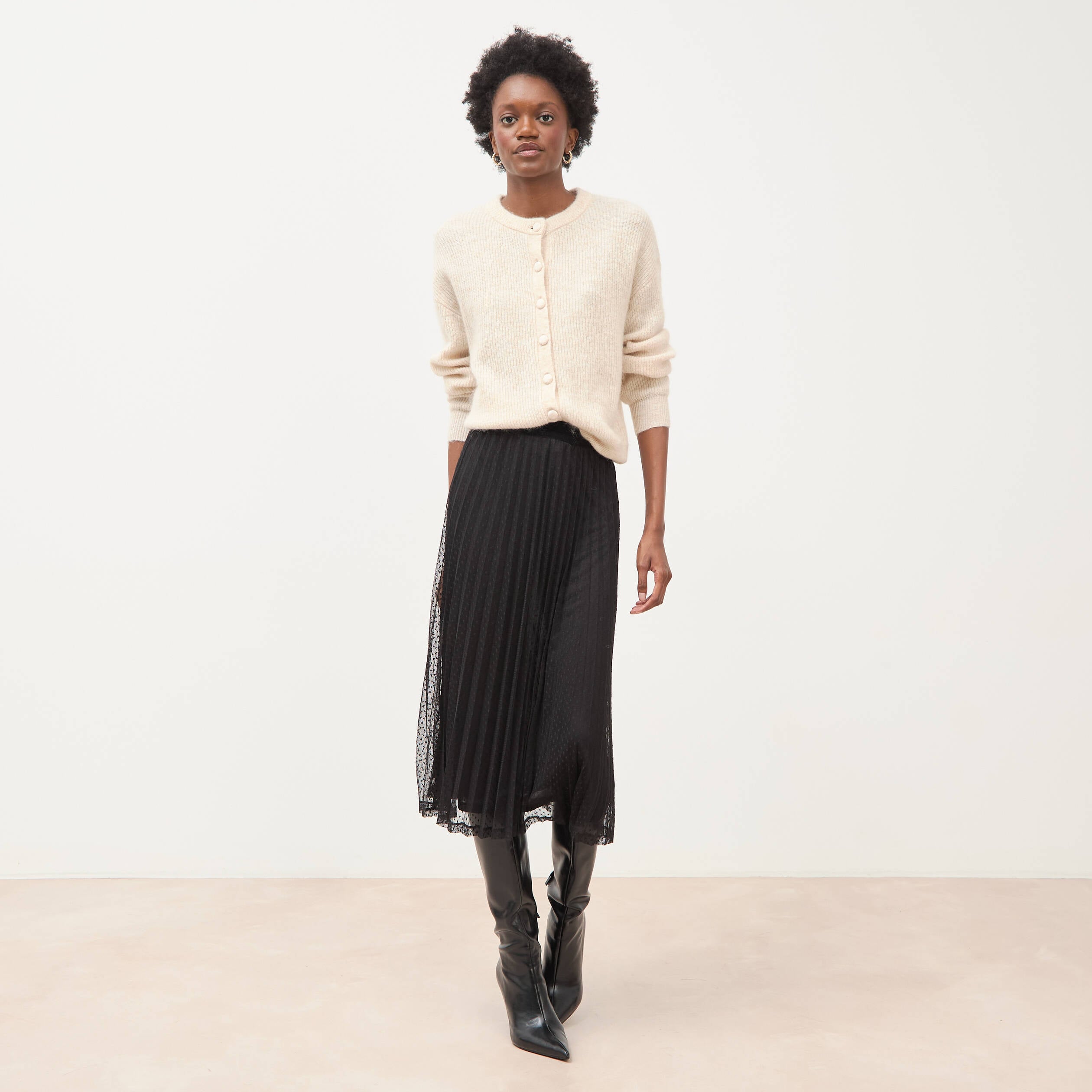 Jupe avec doublure noir femme