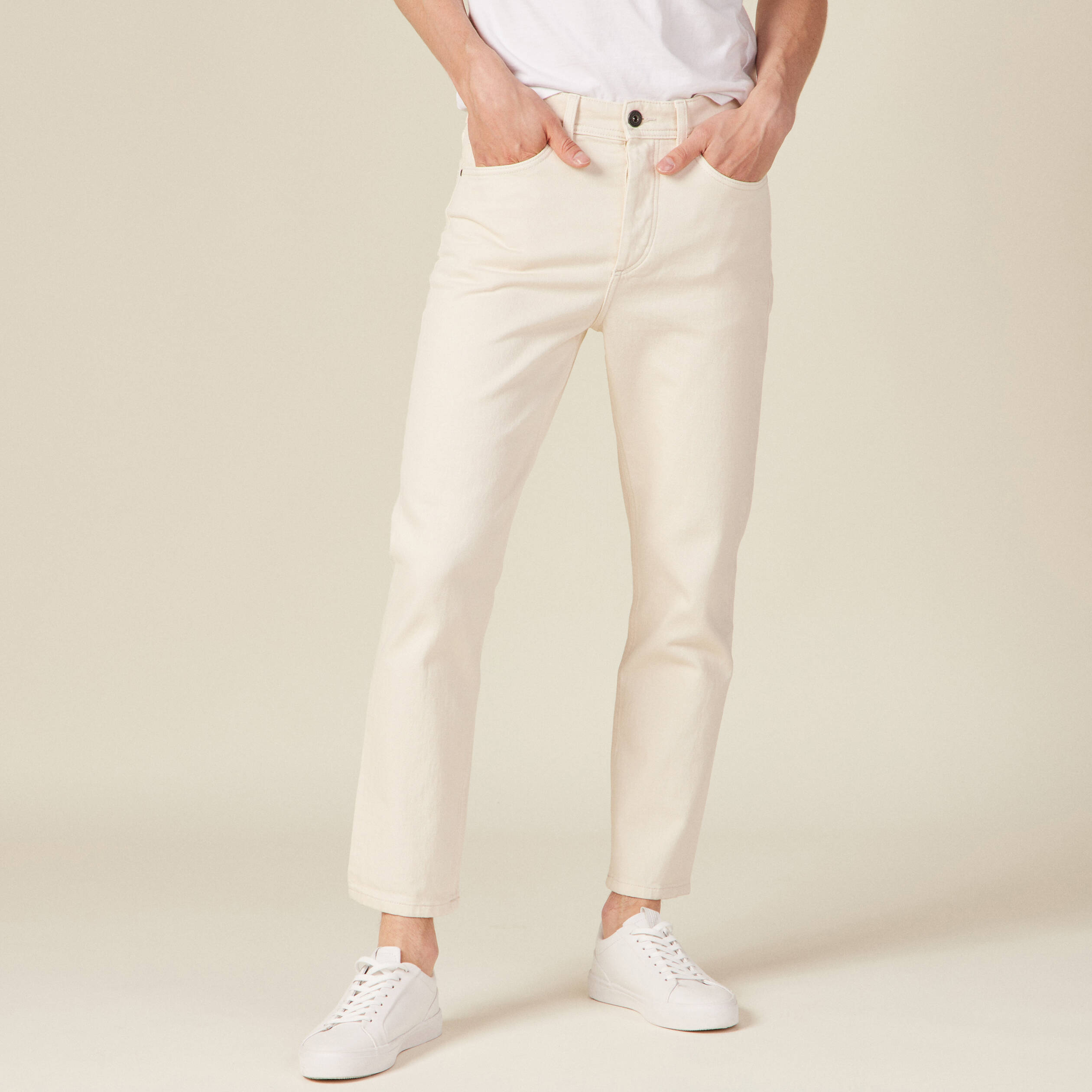 jeans slim 5 poches denim blanc homme Jeans slim 5 poches denim blanc homme