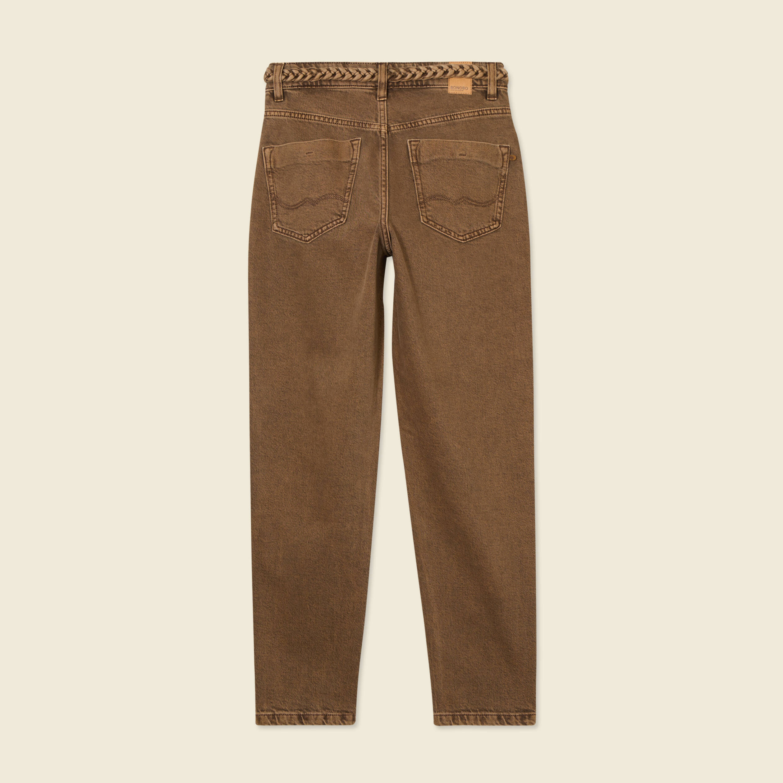 Jeans mom 7/8&egrave;me marron fonc&eacute; femme