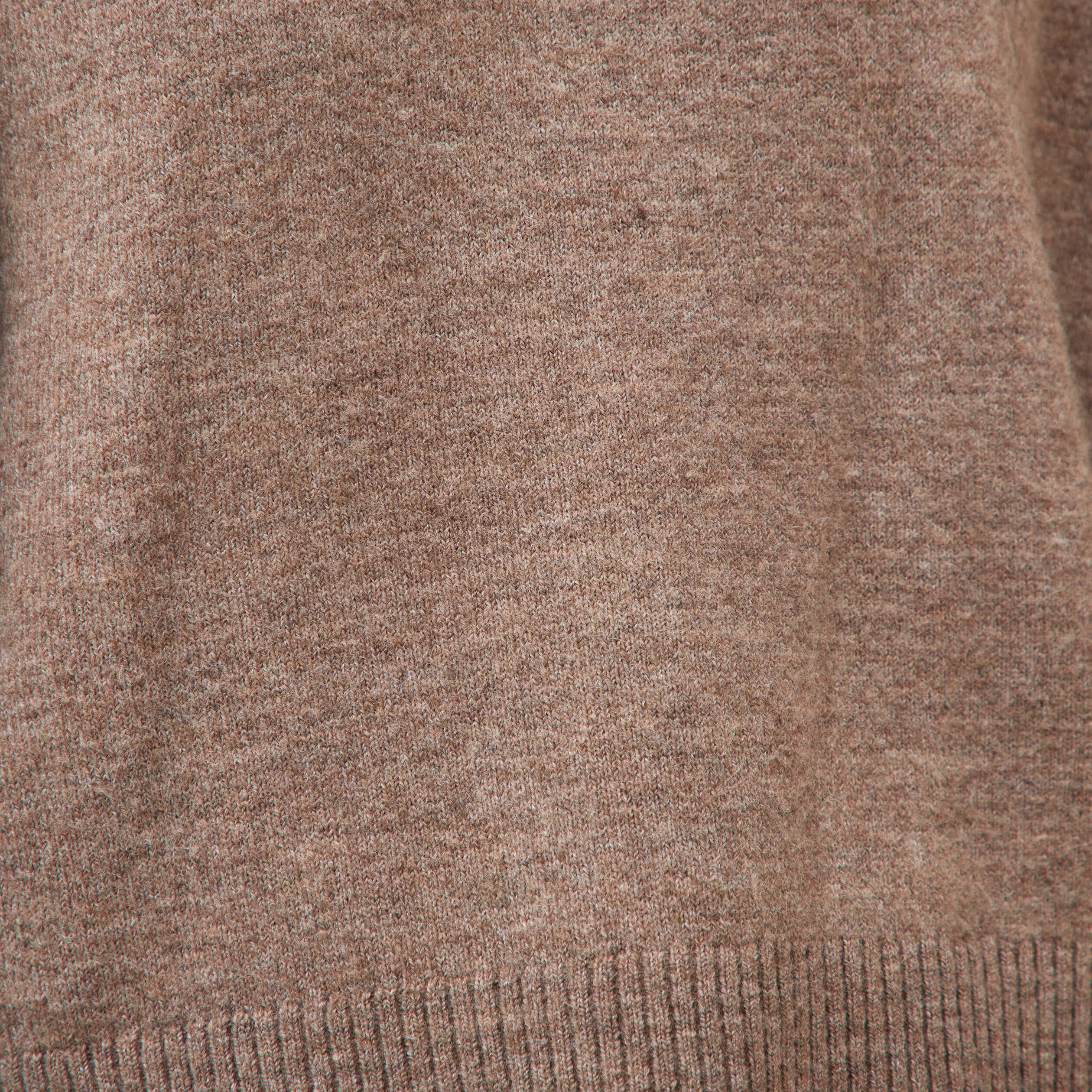 Pull col rond manches longues marron femme