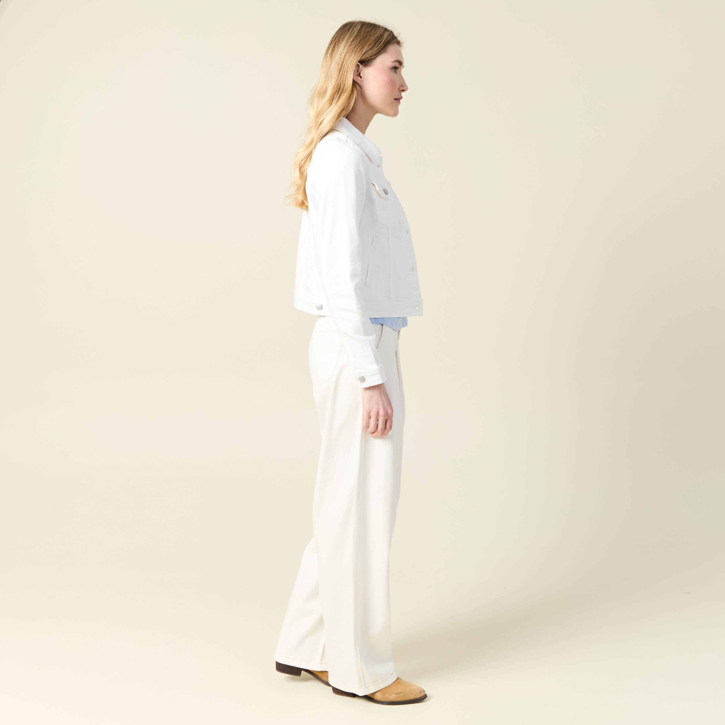 Blouson en jean denim blanc femme