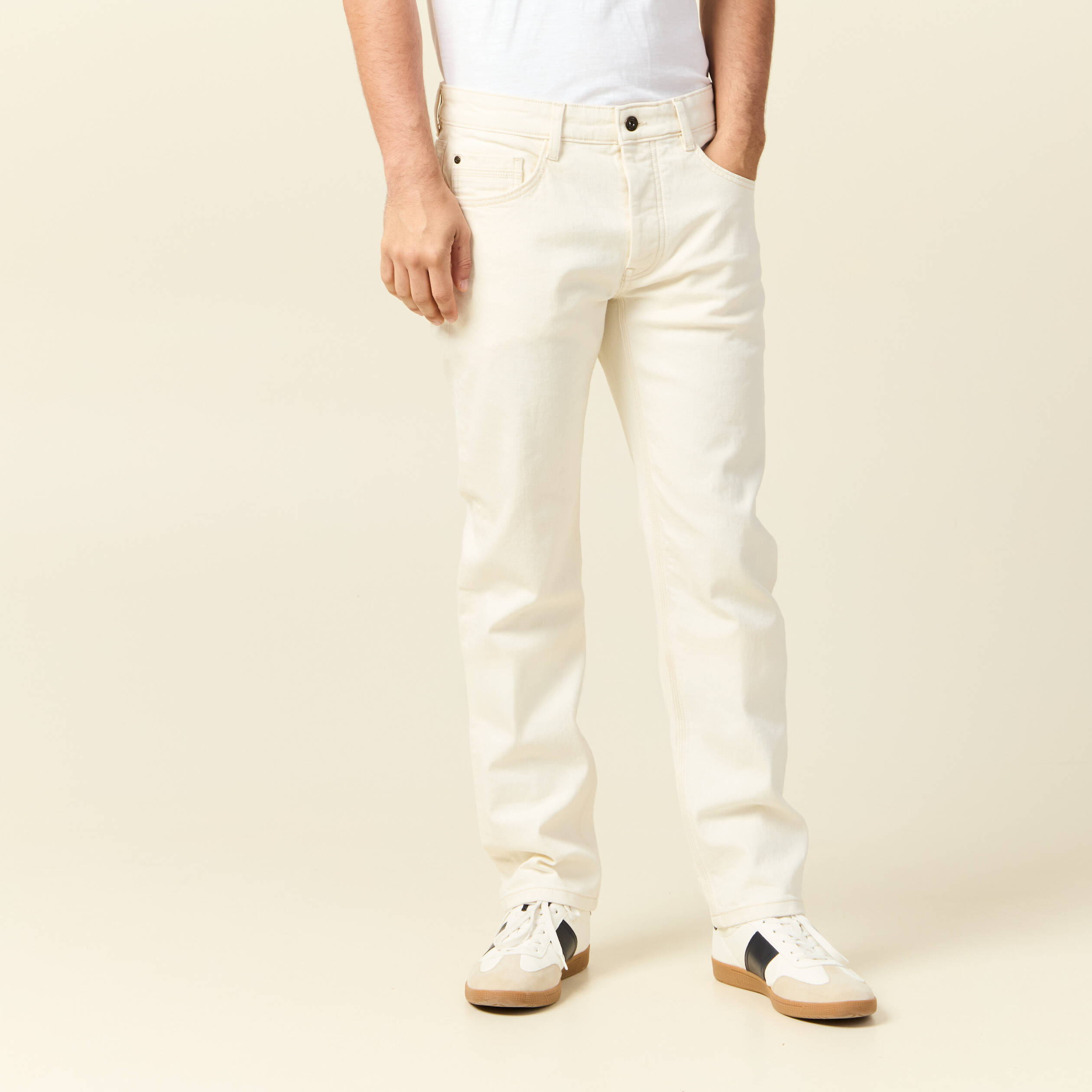 jeans straight 5 poches ecru homme Jeans straight 5 poches ecru homme
