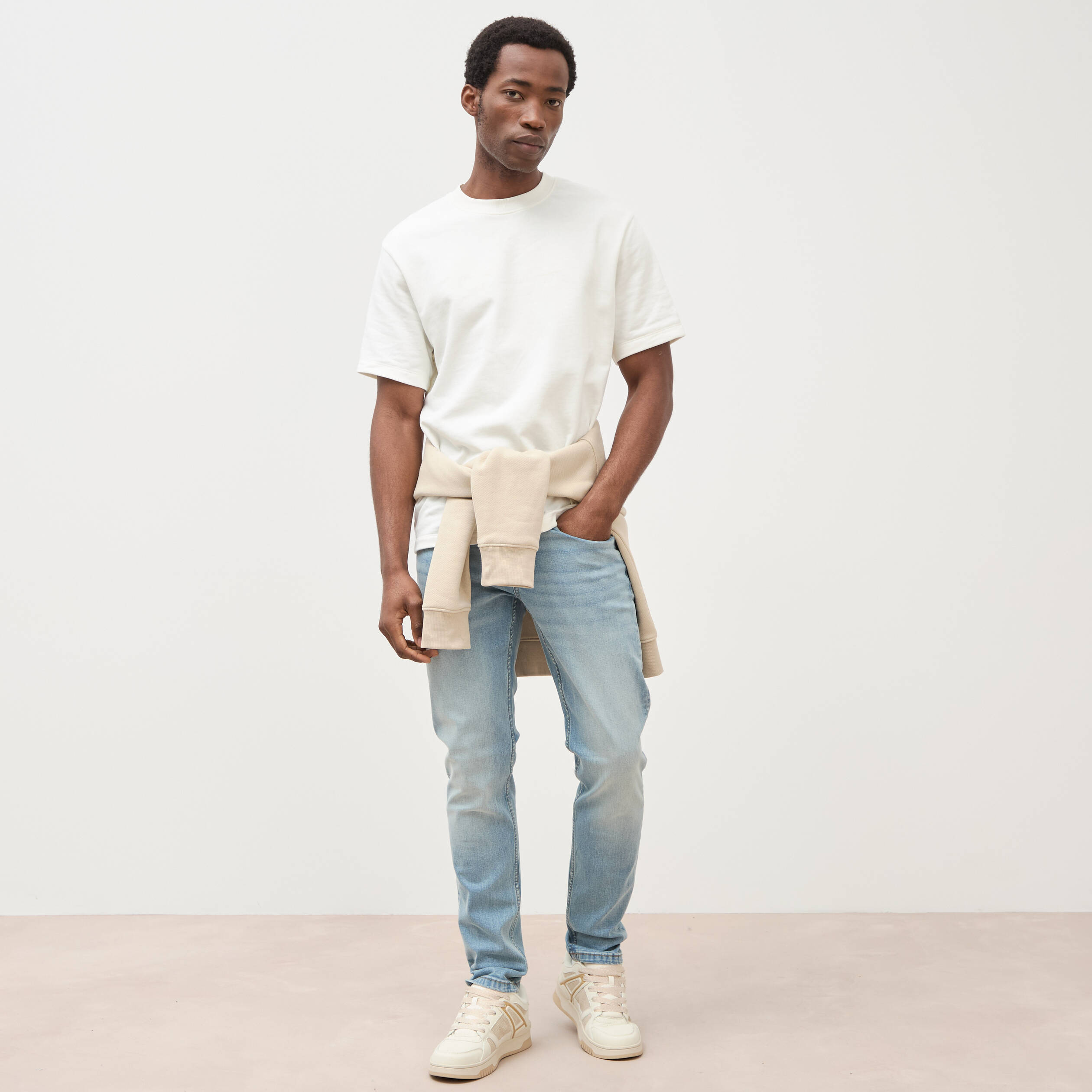 Jeans slim 5 poches longueur 32 denim used homme