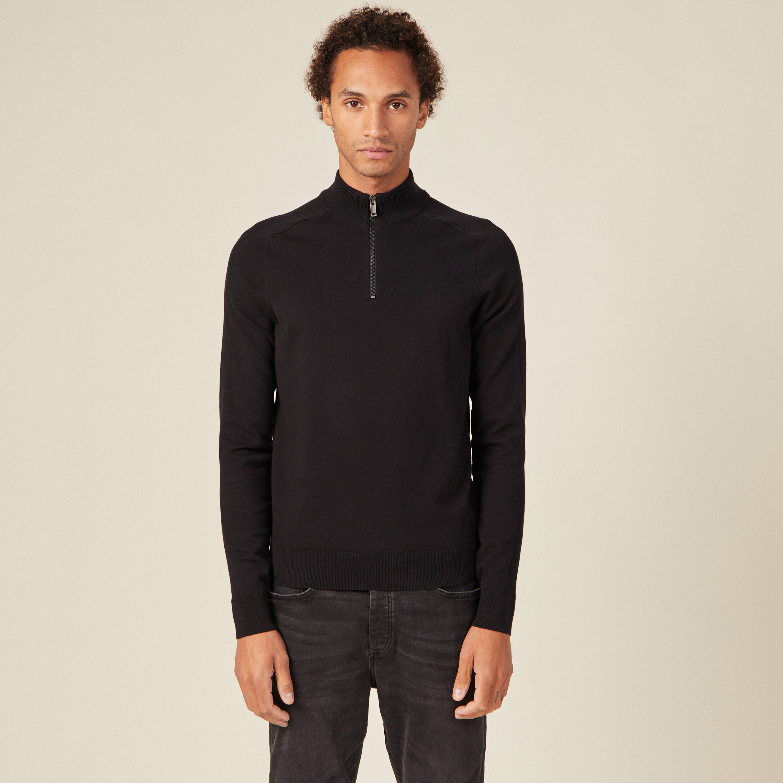 Pull manches longues noir homme
