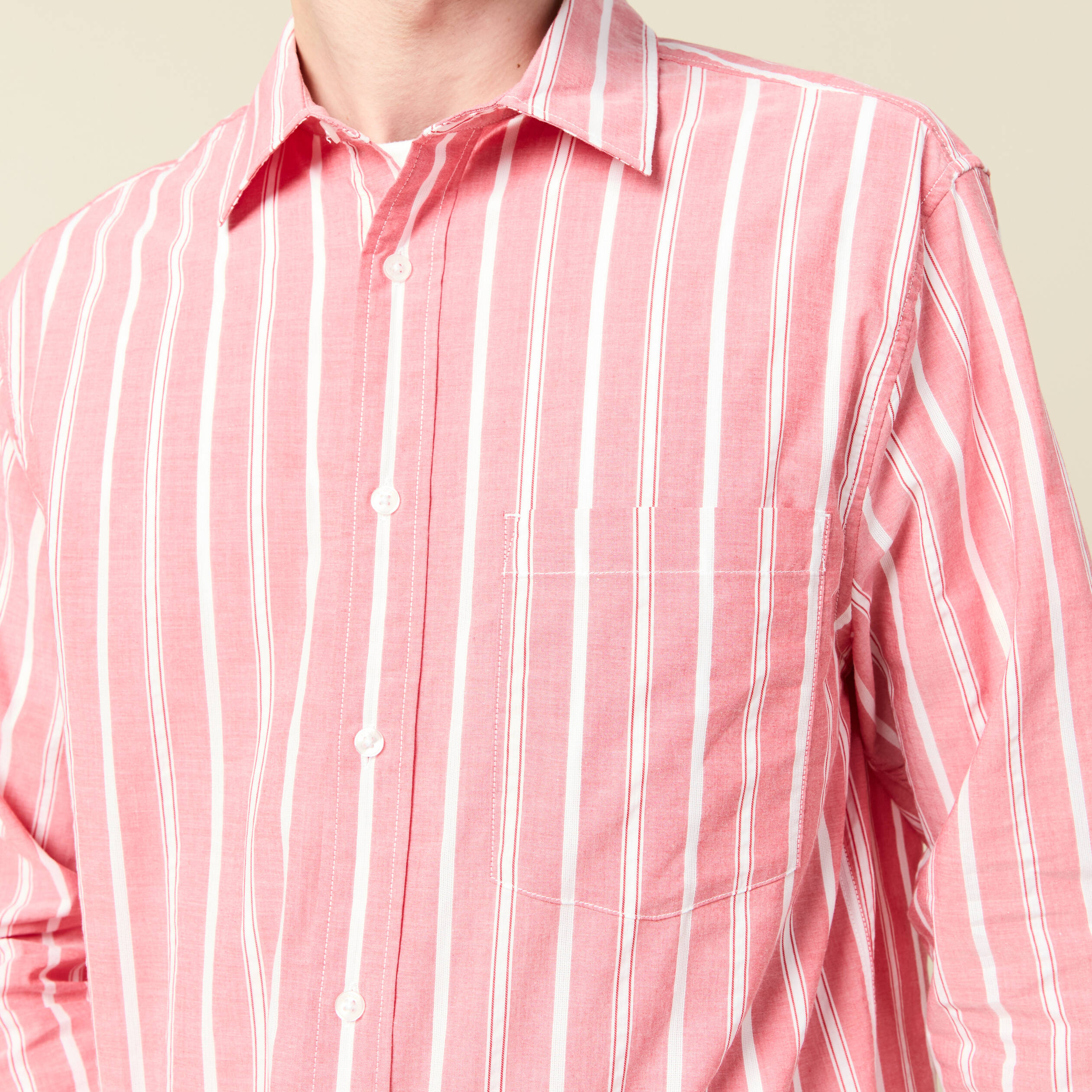 Chemise boyfriend en coton rouge corail homme