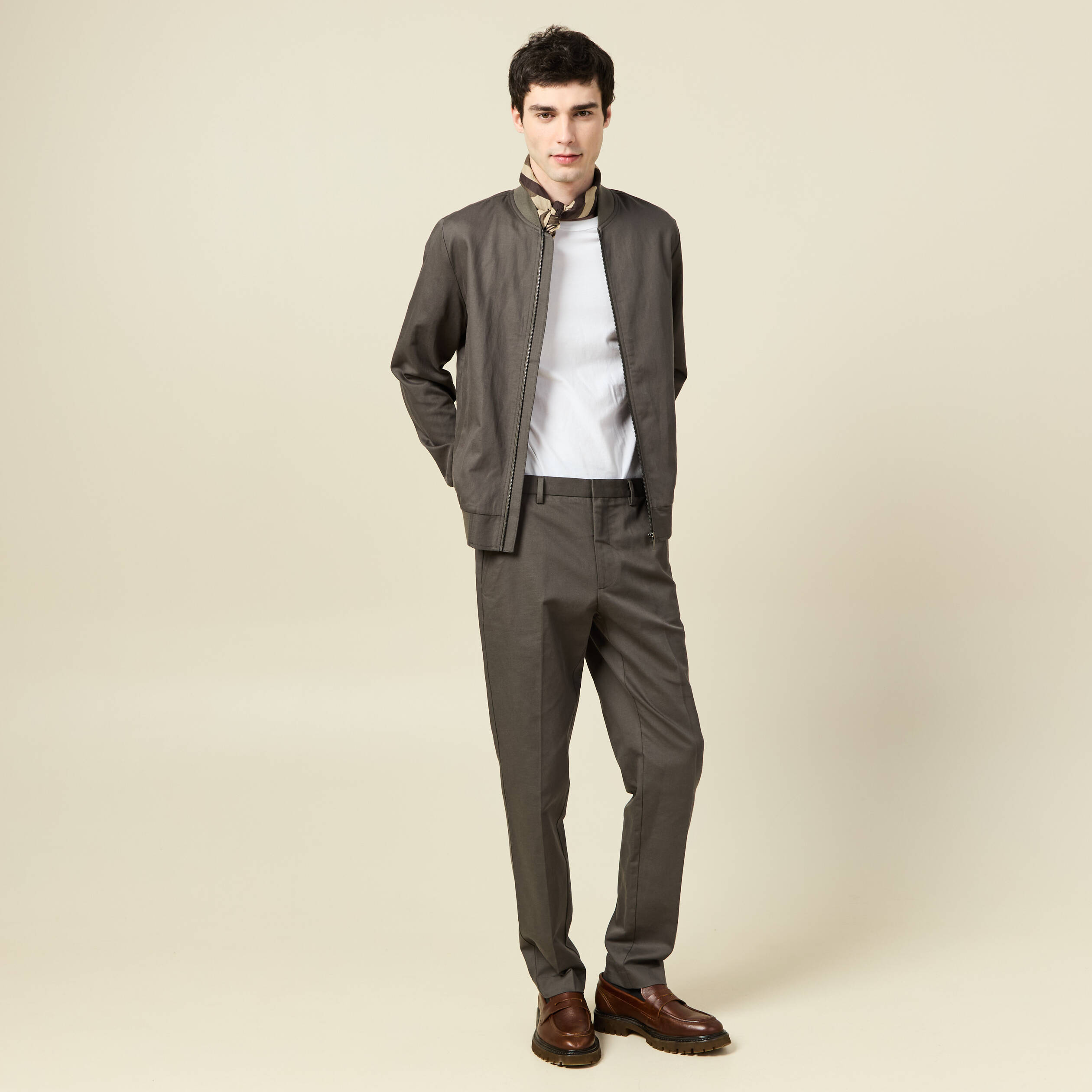Blouson zipp&eacute; col teddy vert fonc&eacute; homme