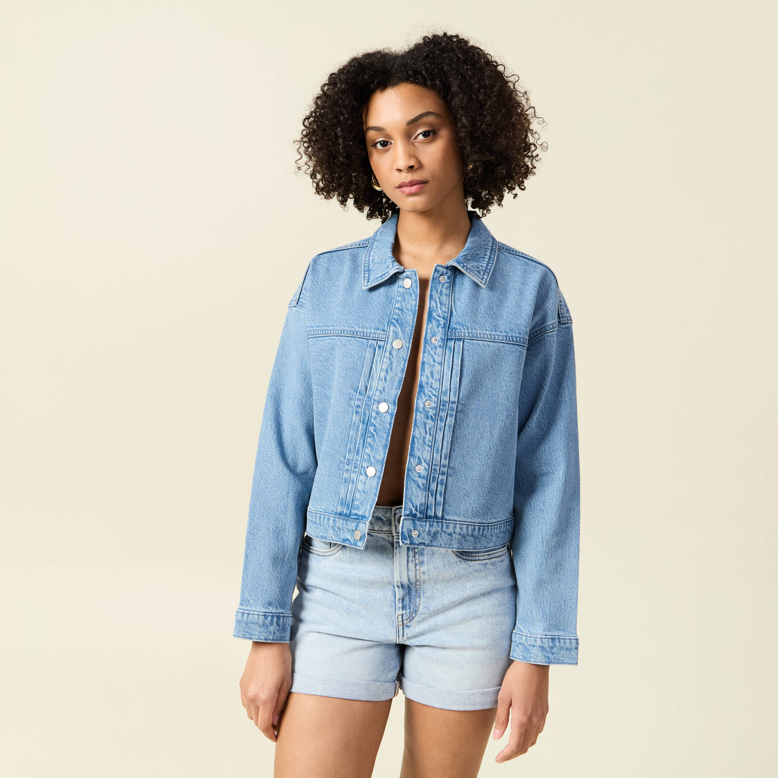 blouson boutonne en jean denim used femme Blouson boutonné en jean denim used femme