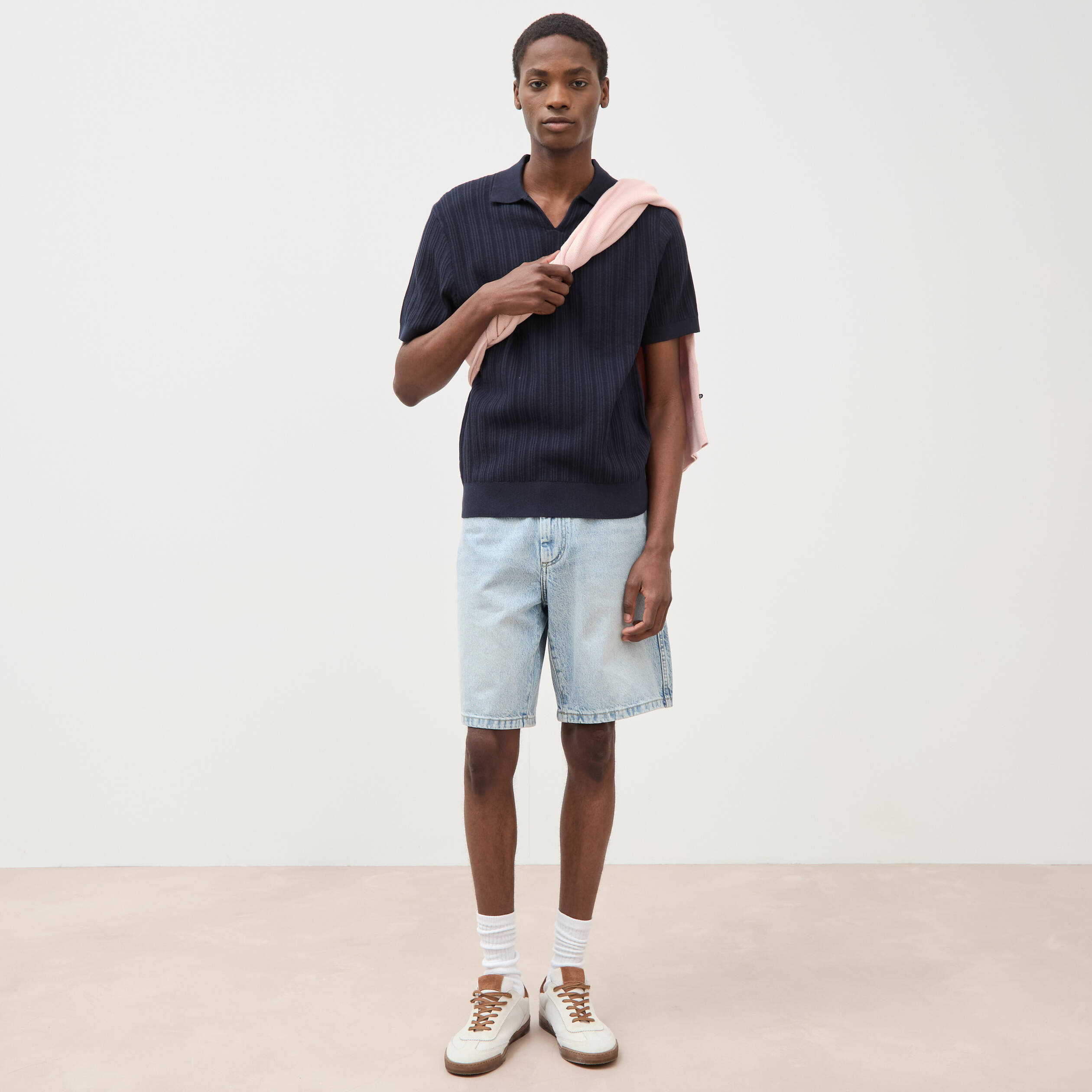 Polo manches courtes bleu marine homme