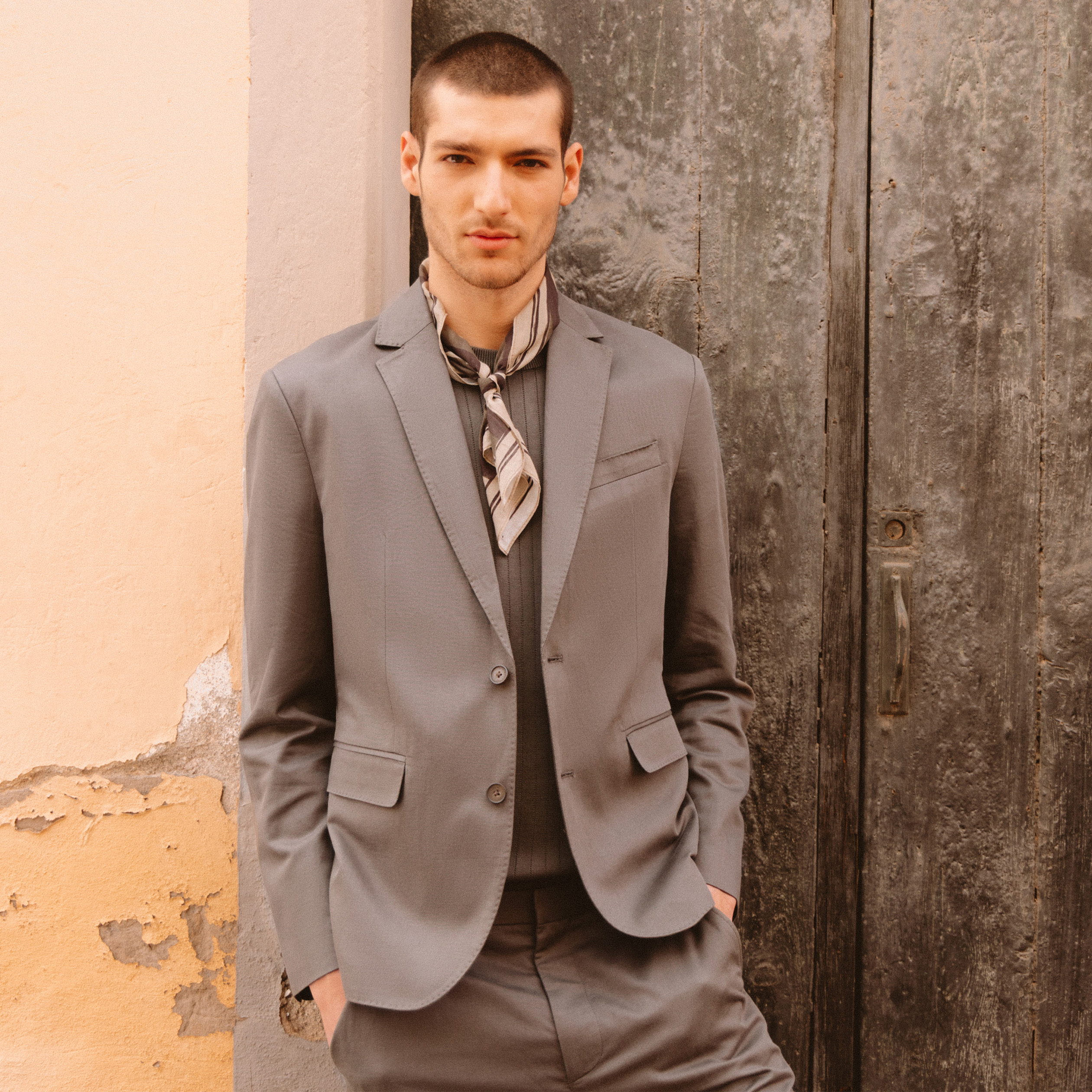 Blazer manches longues col classique vert fonc&eacute; homme