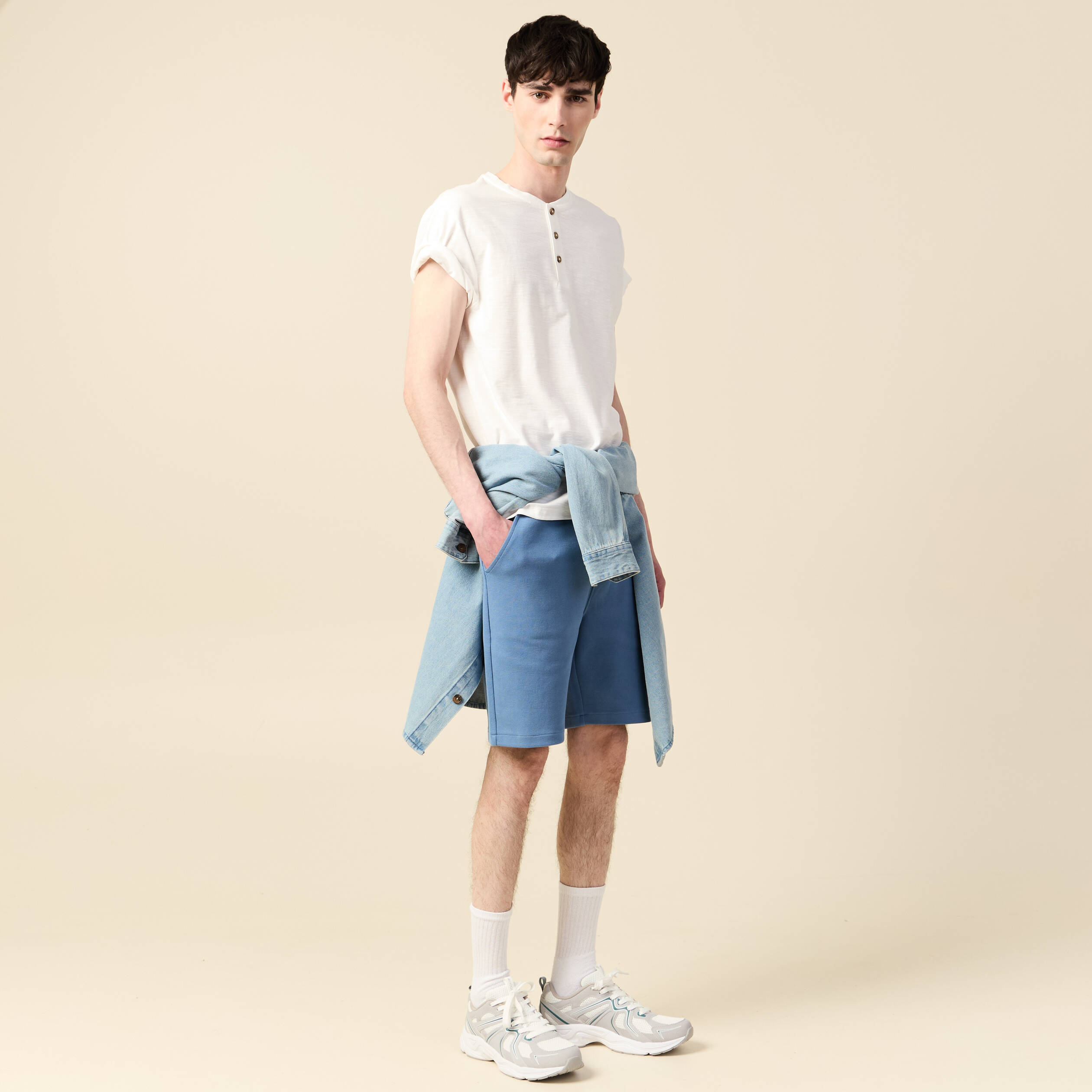 Bermuda bleu gris homme