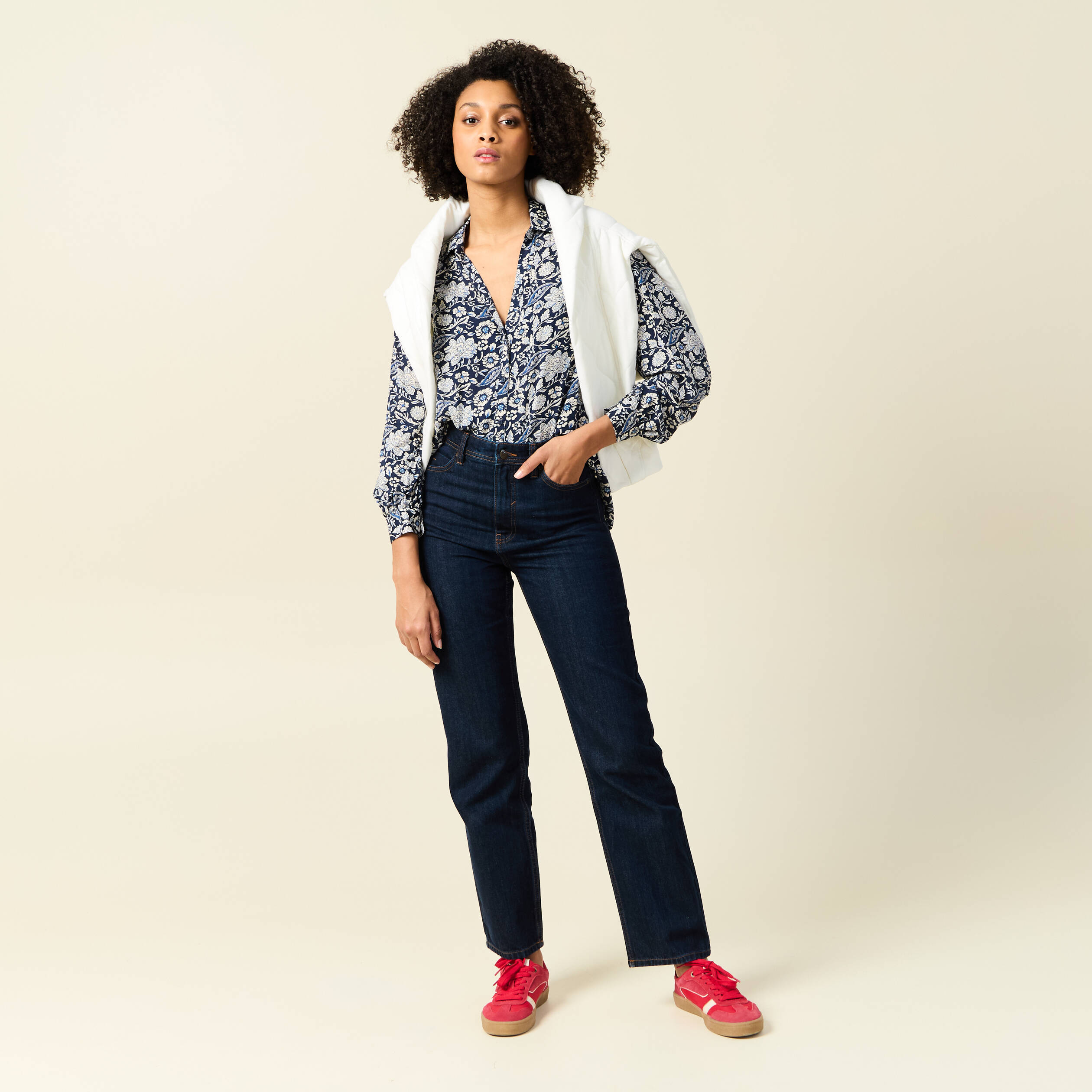chemise manches longues fluide bleu marine femme Chemise manches longues fluide bleu marine femme