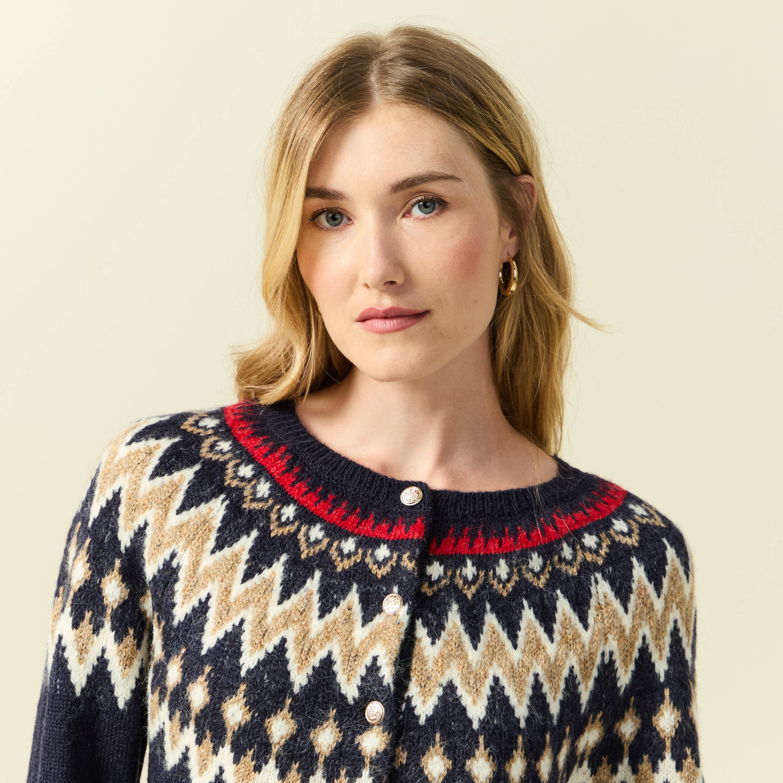 Gilet manches longues col rond bleu marine femme