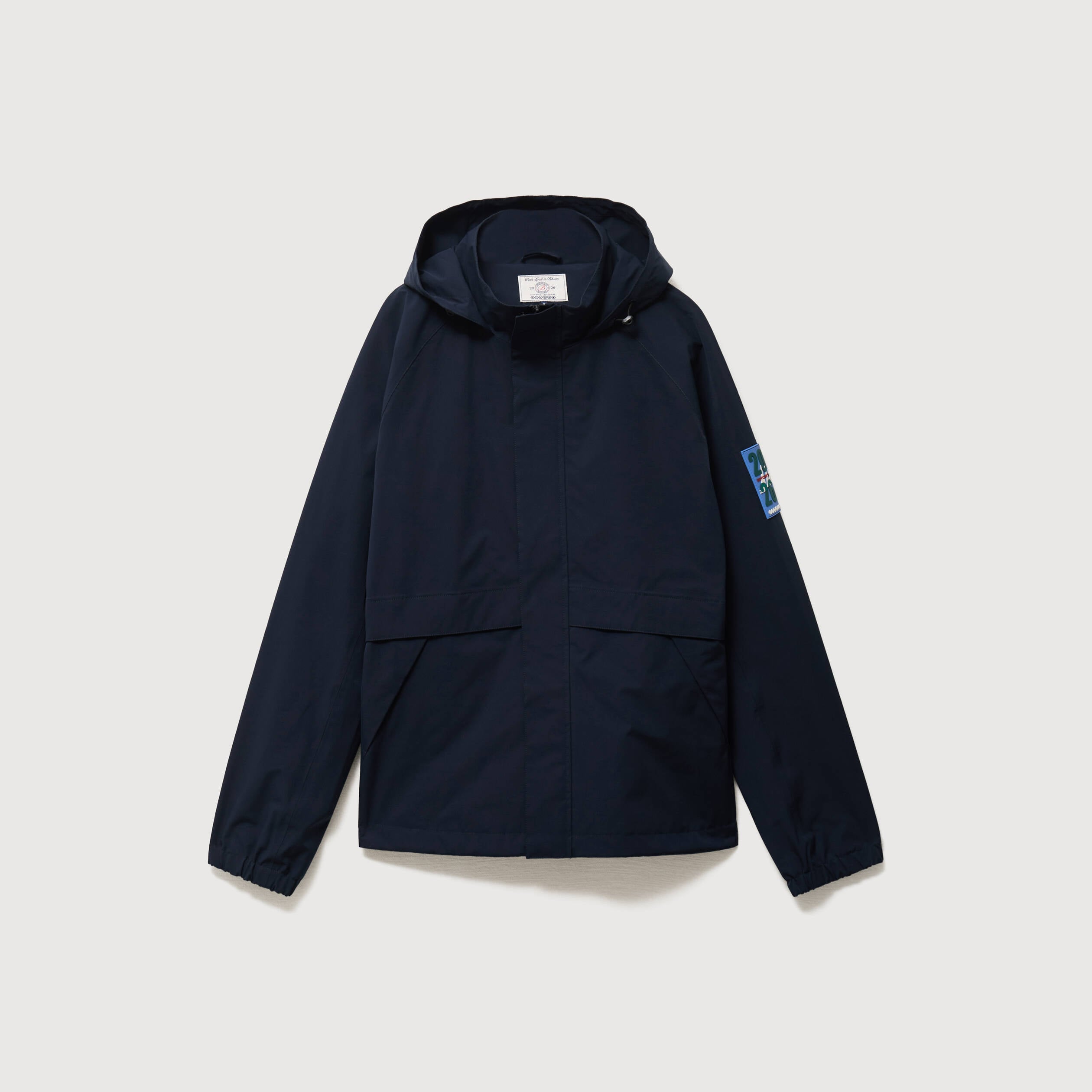 Blouson droit &agrave; capuche doubl&eacute; bleu marine homme