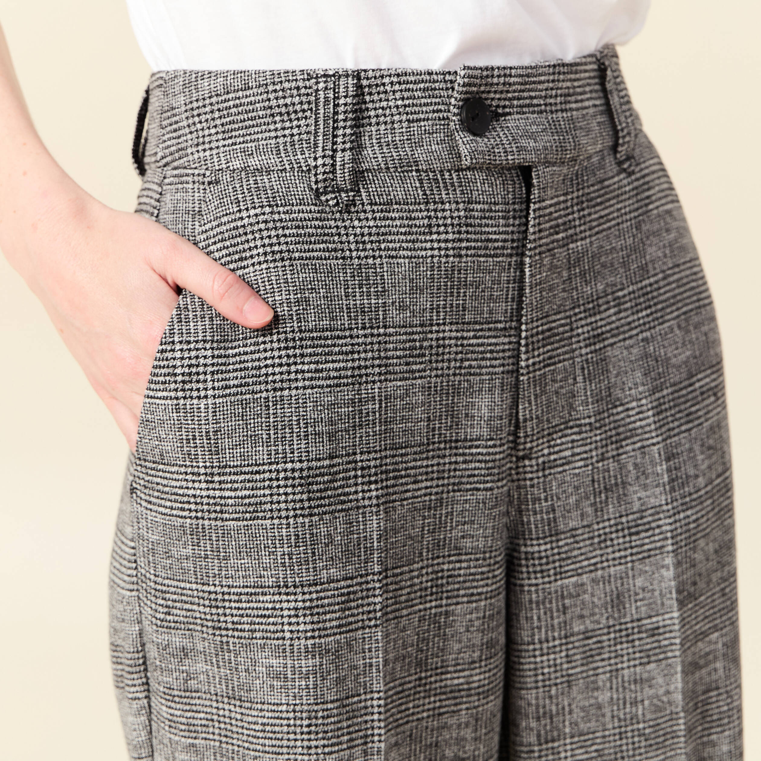 Pantalon large à pinces noir femme