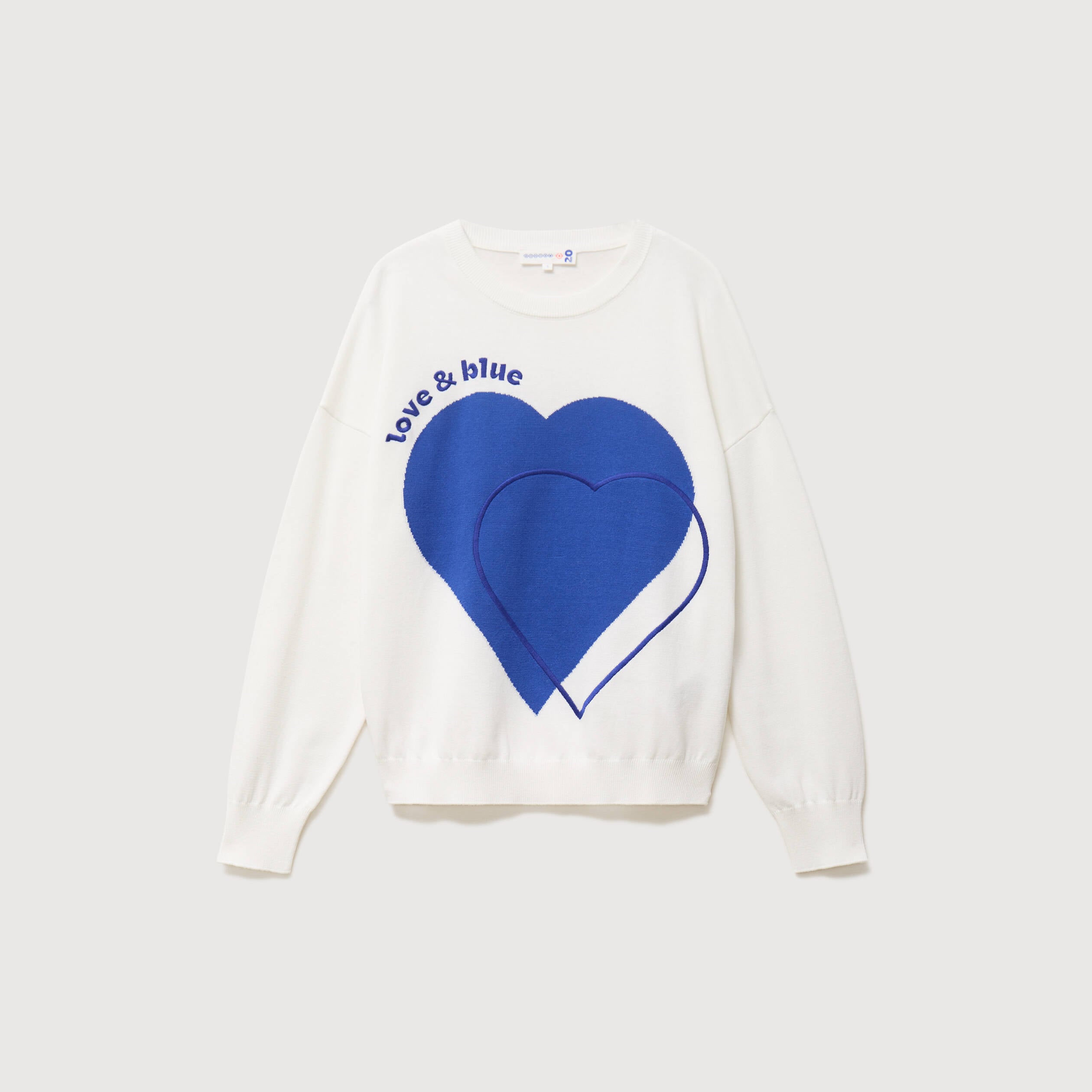 Pull oversize col rond manches longues ecru femme