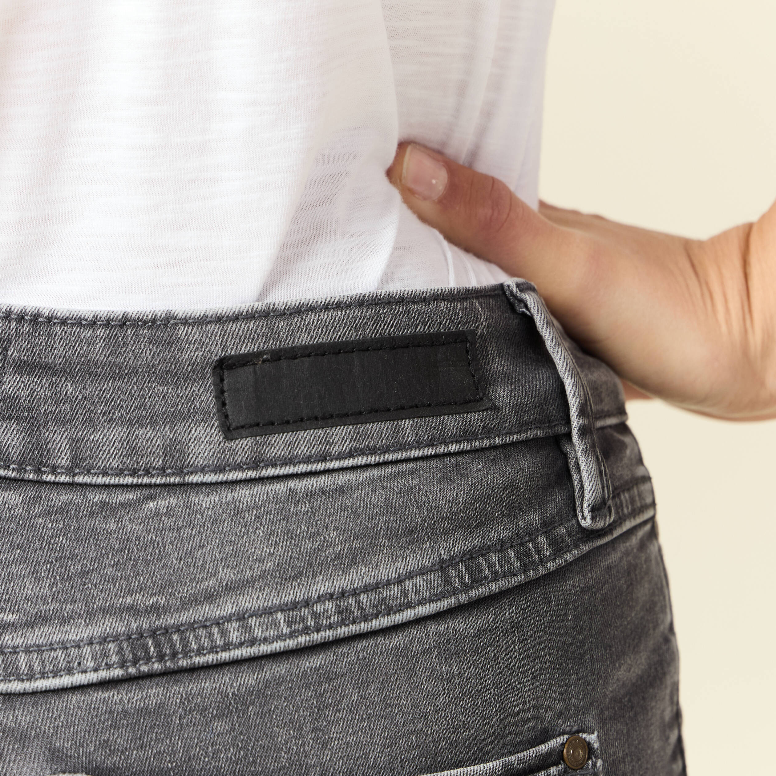 Jeans slim taille haute 7 8eme denim gris femme Bonobo
