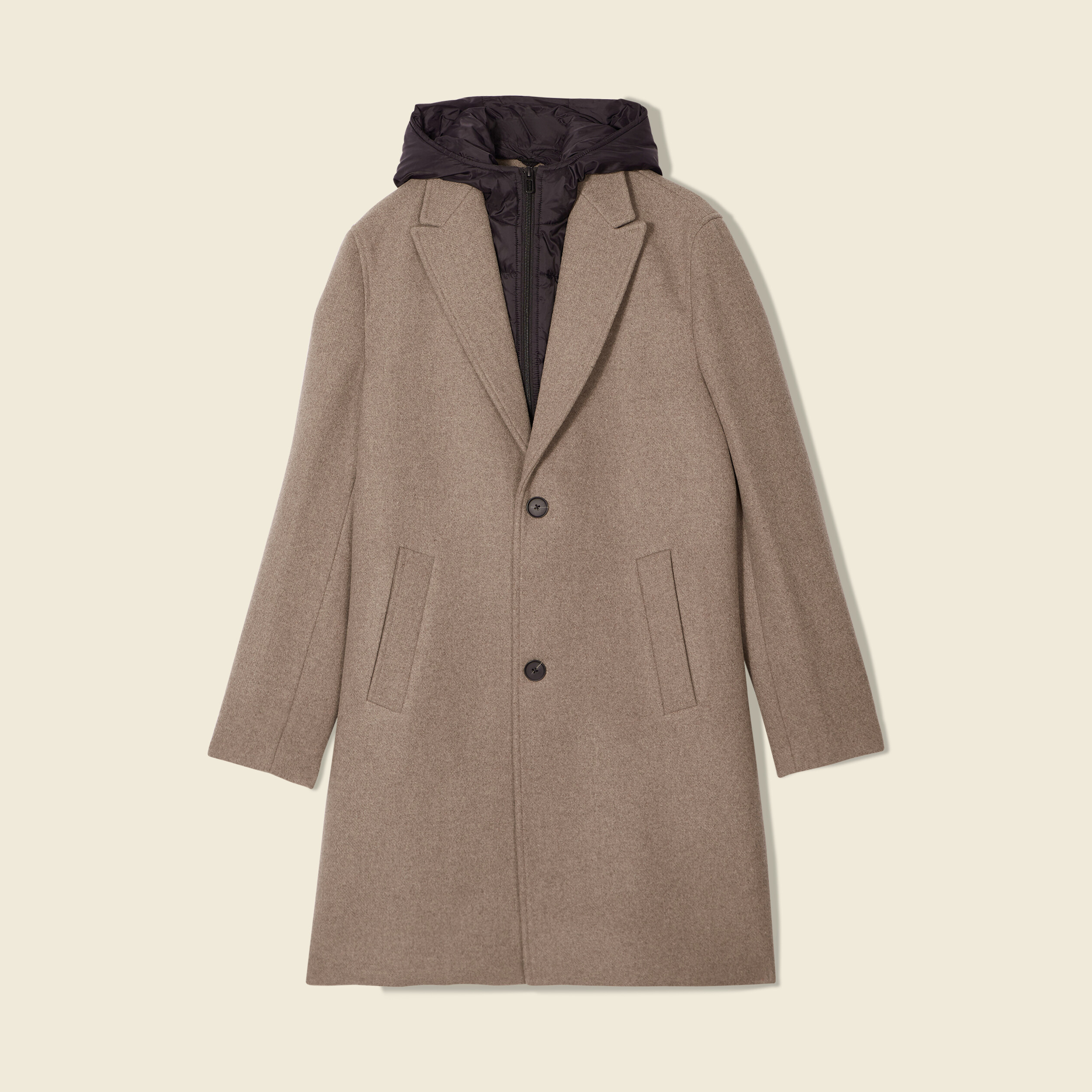 manteau avec capuche amovible vert kaki homme Manteau avec capuche amovible vert kaki homme