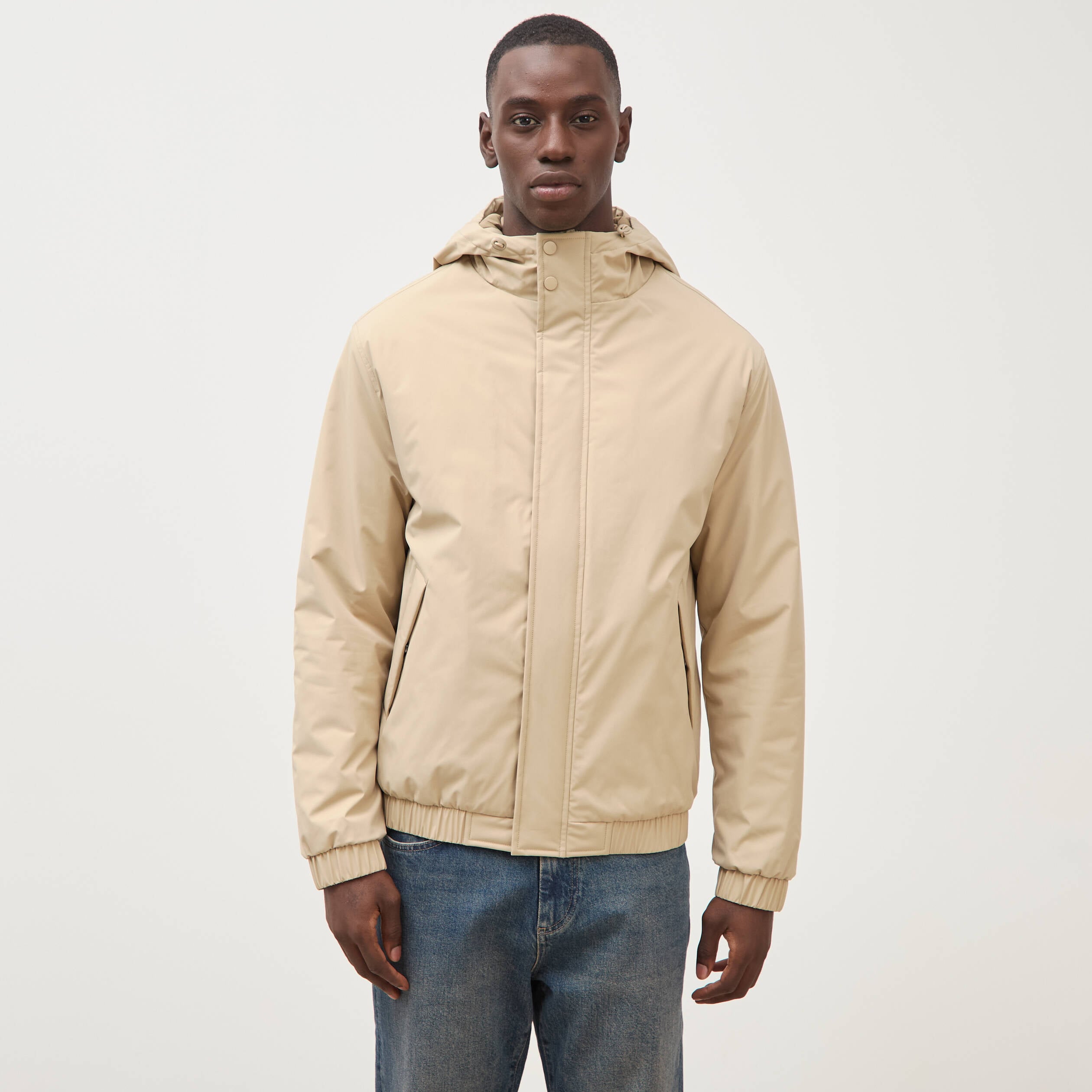 Parka coupe r&eacute;guli&egrave;re &agrave; capuche beige homme