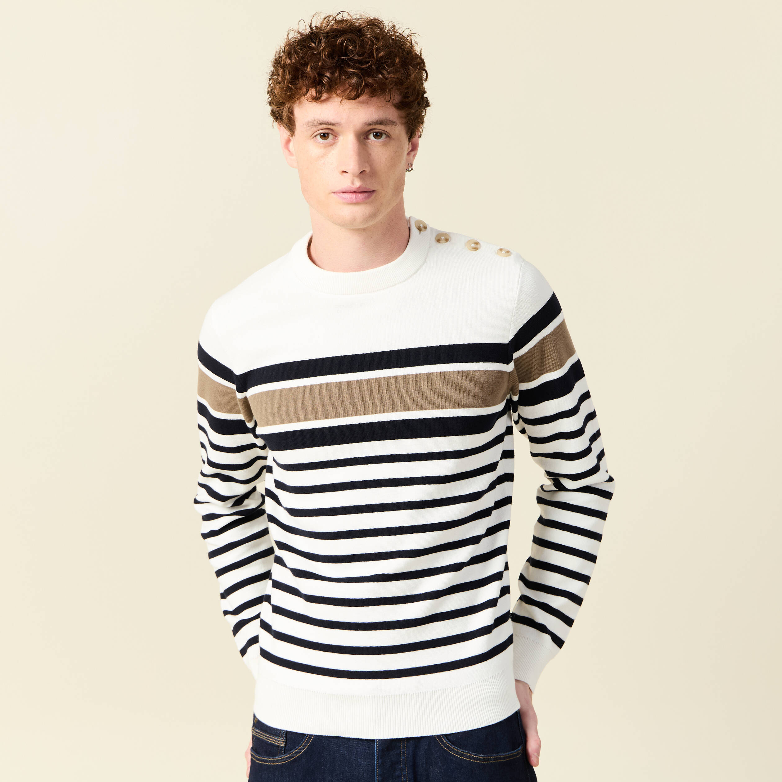 pull manches longues ecru homme Pull manches longues ecru homme