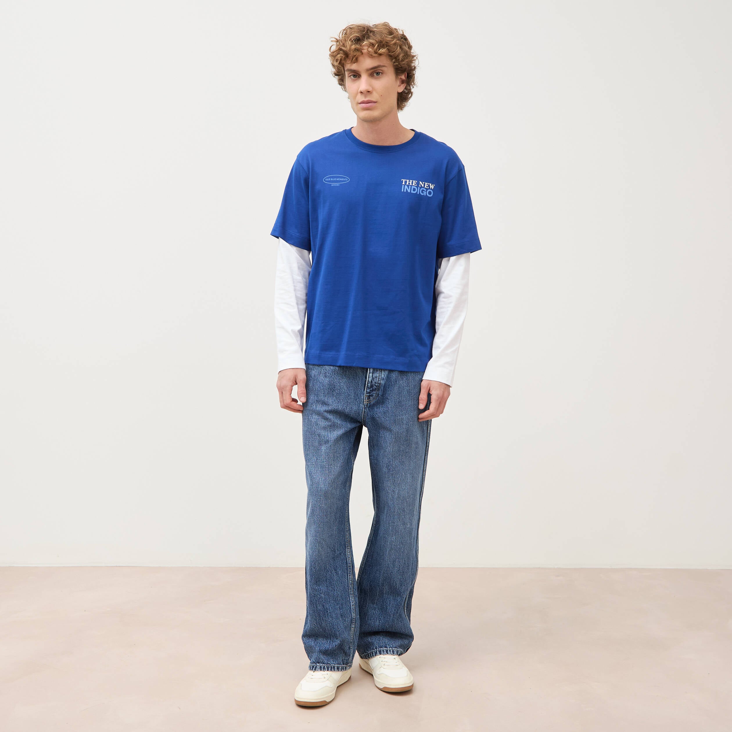 T-shirt ample en coton manches courtes bleu electrique homme