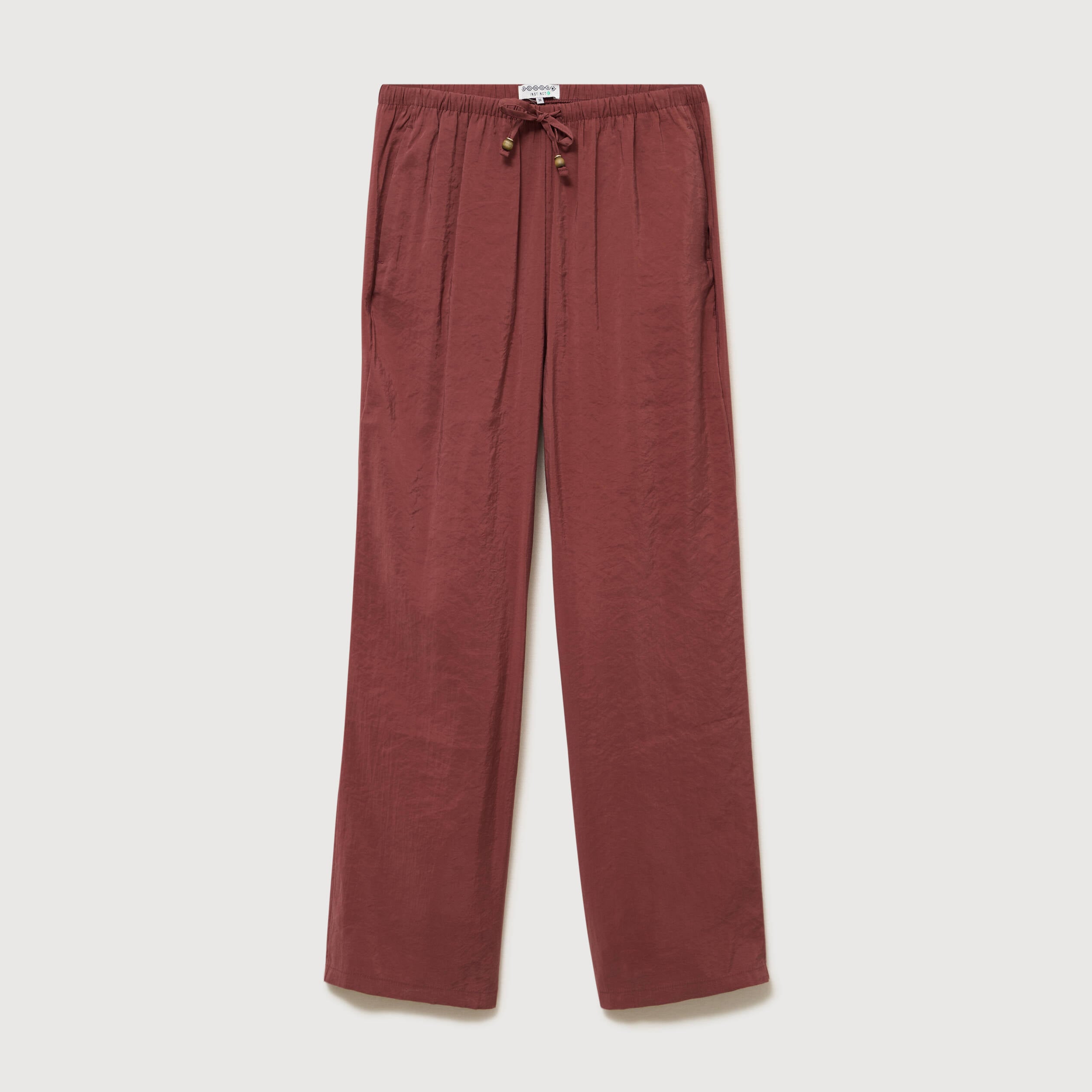 Pantalon large taille standard fluide marron cognac femme