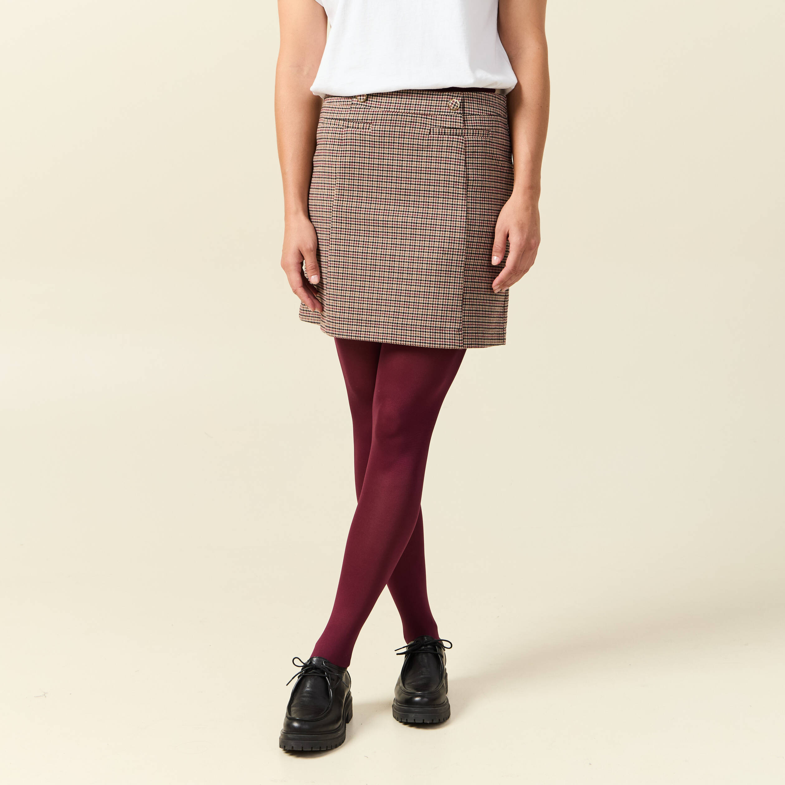 Jupe courte beige femme