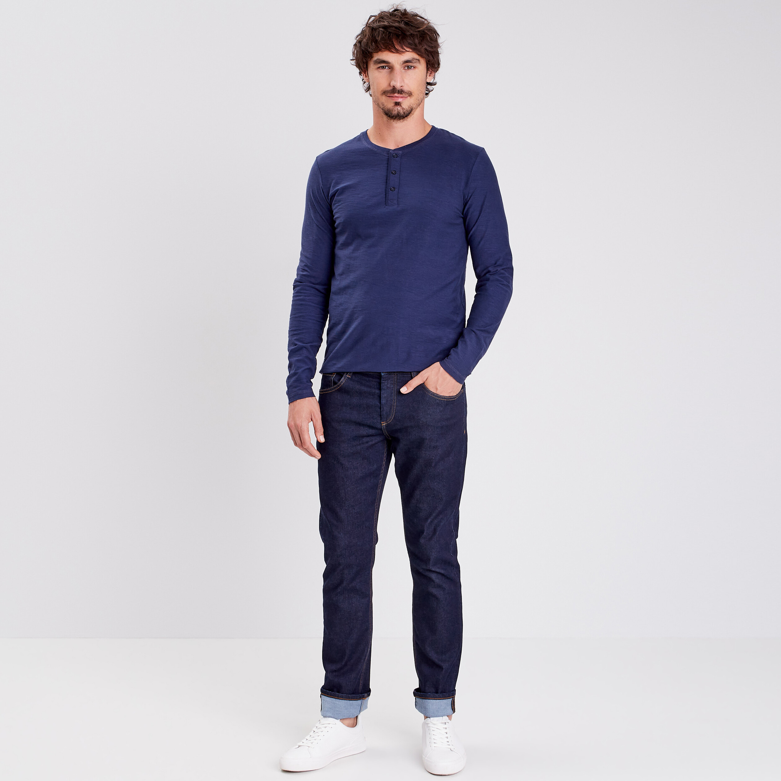 T-shirt manches longues bleu marine homme