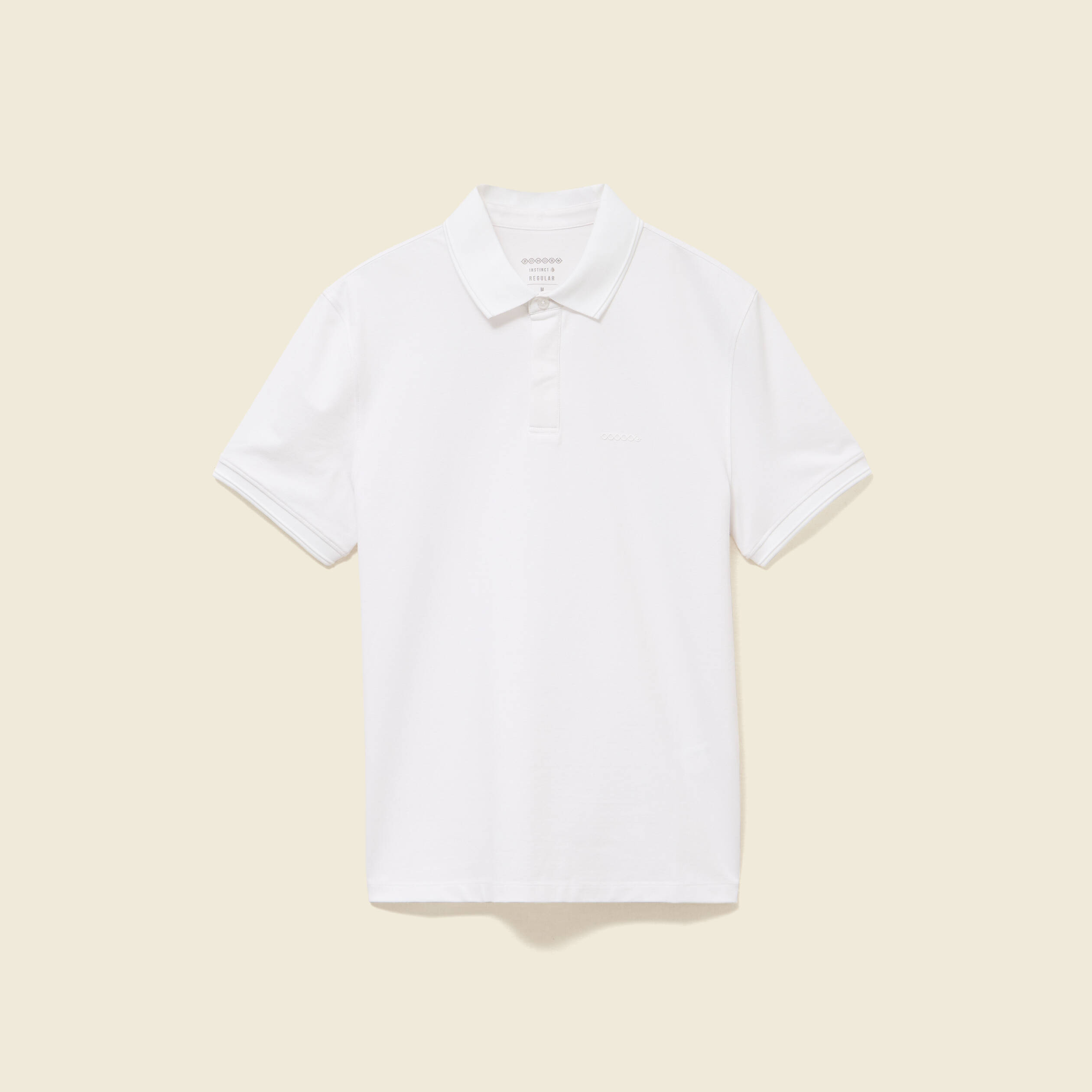 Polo cintr&eacute; manches courtes col polo blanc homme