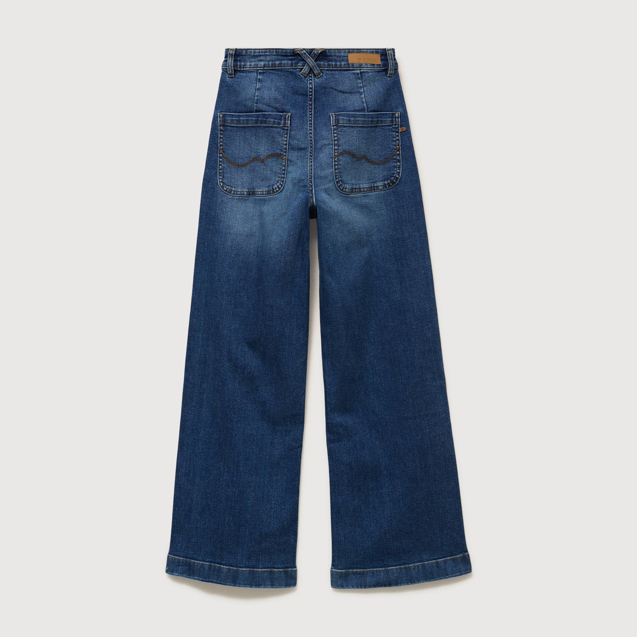 Jeans large taille haute denim stone femme