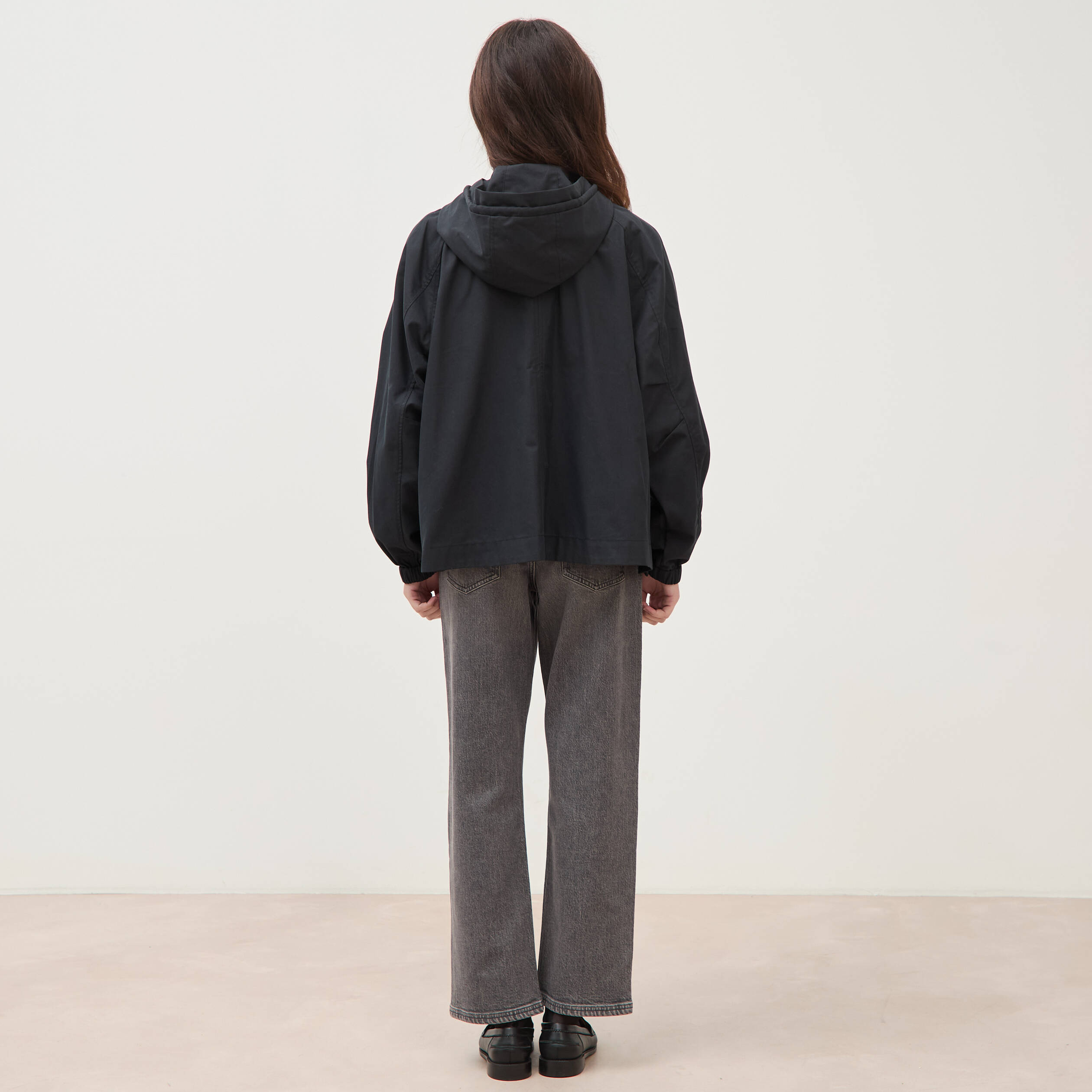 Parka oversize d&eacute;perlante &agrave; capuche noir femme