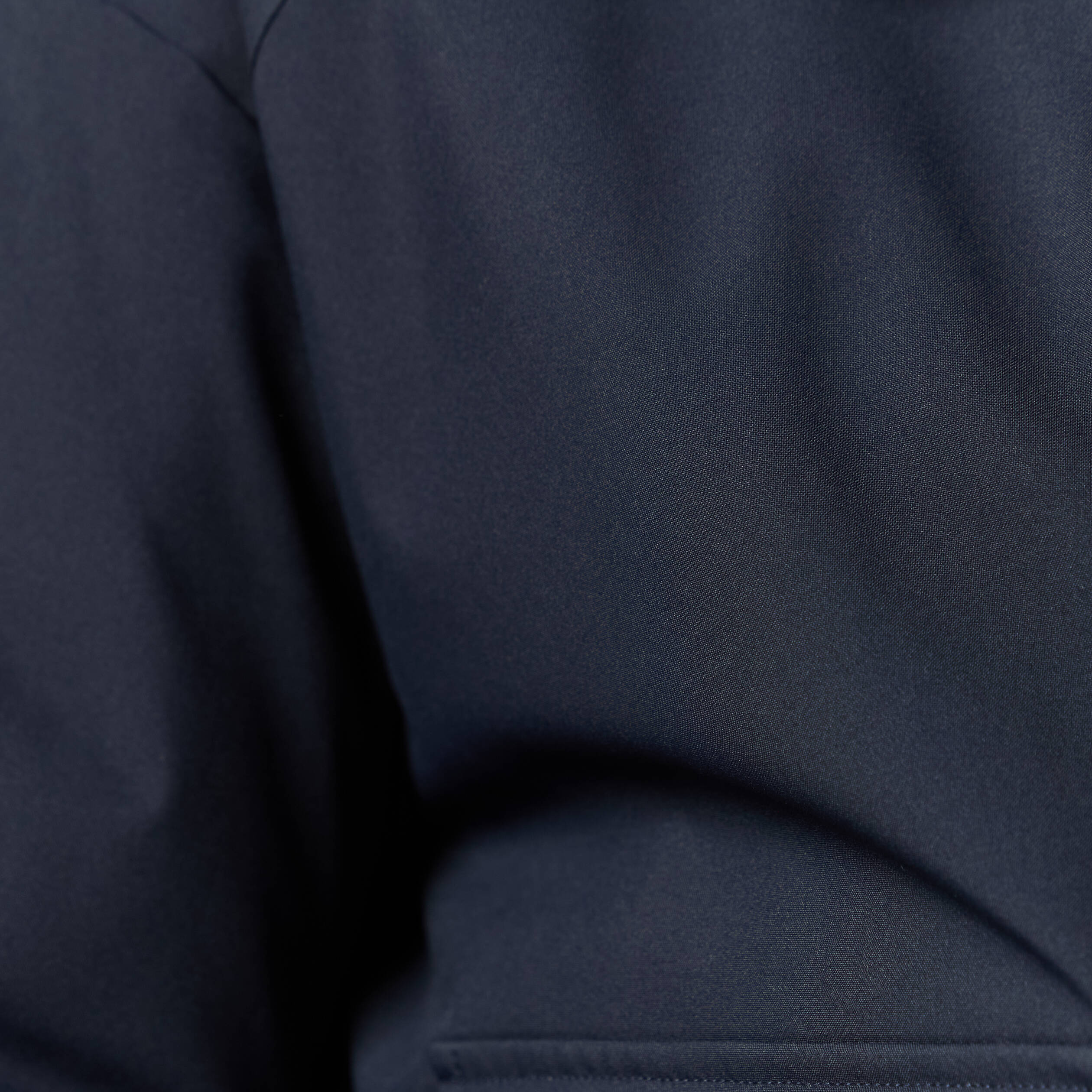 Manteau droit court col classique bleu fonc&eacute; femme