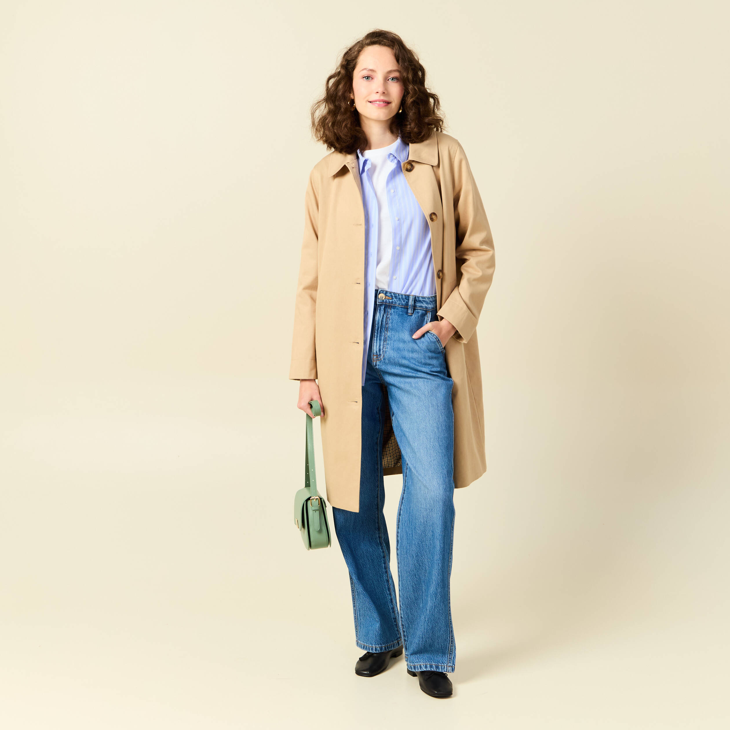 Manteau eco responsable beige femme Bonobo