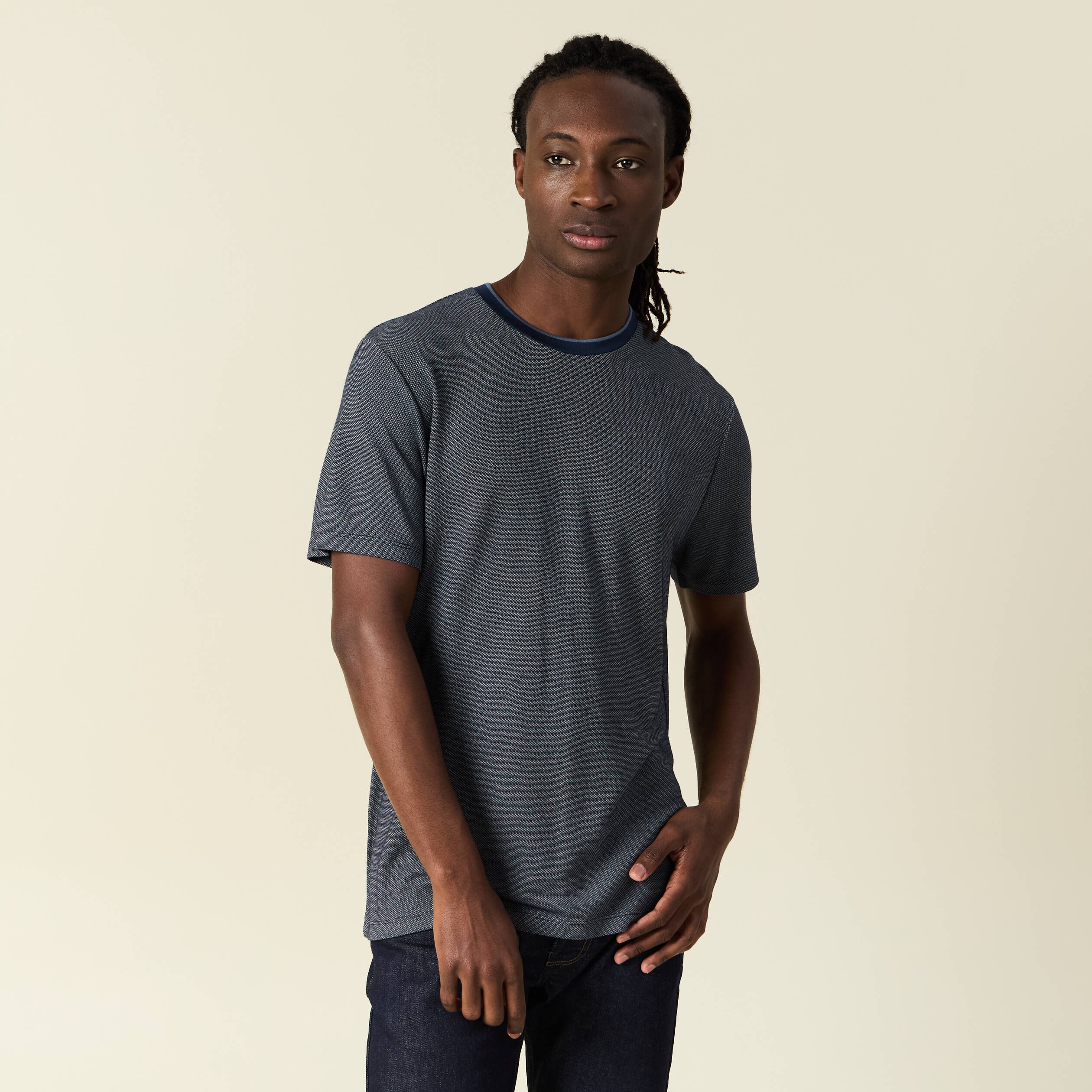 t shirt manches courtes bleu marine homme T-shirt manches courtes bleu marine homme