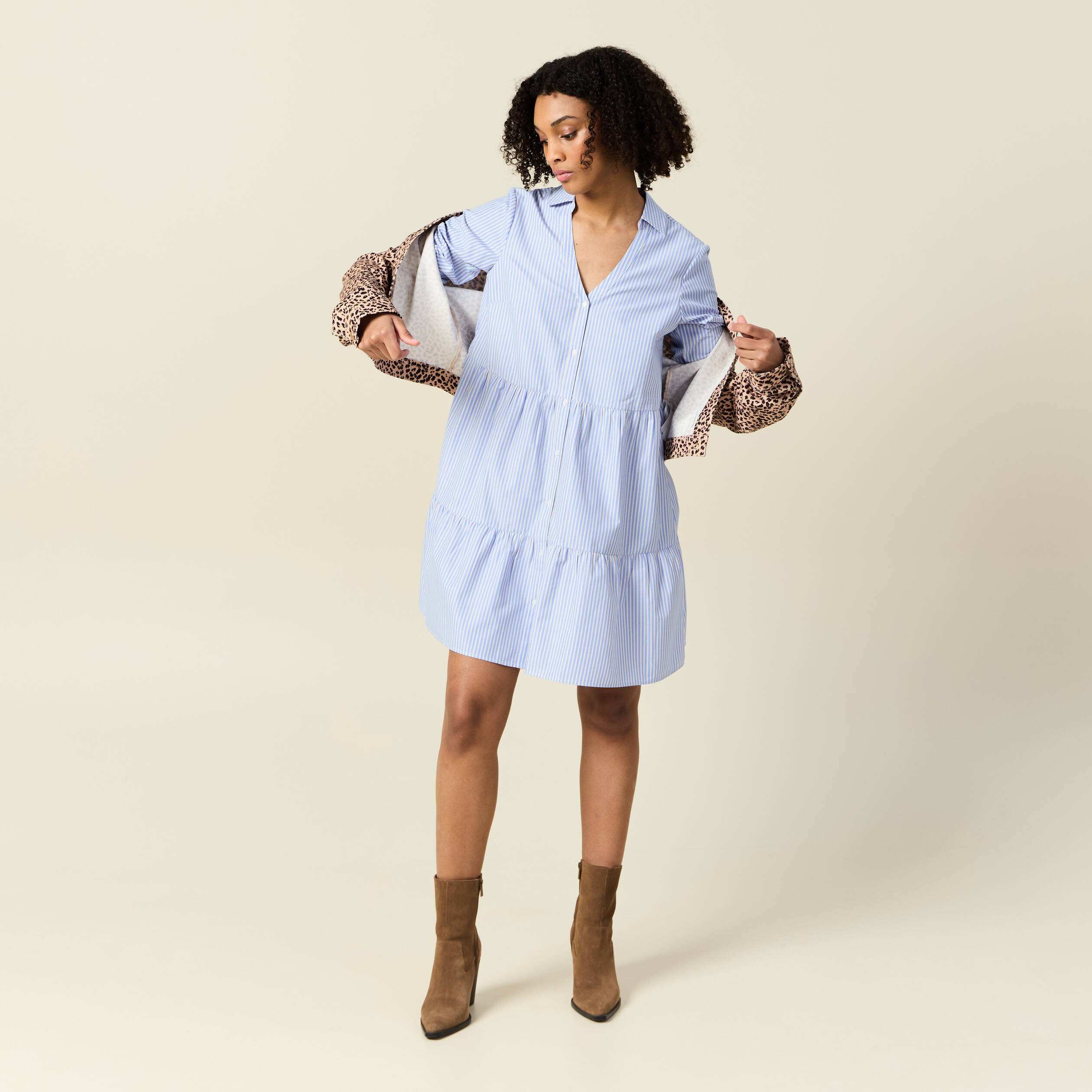 robe trapeze manches 34 bleu ciel femme Robe trapèze manches 3/4 bleu ciel femme