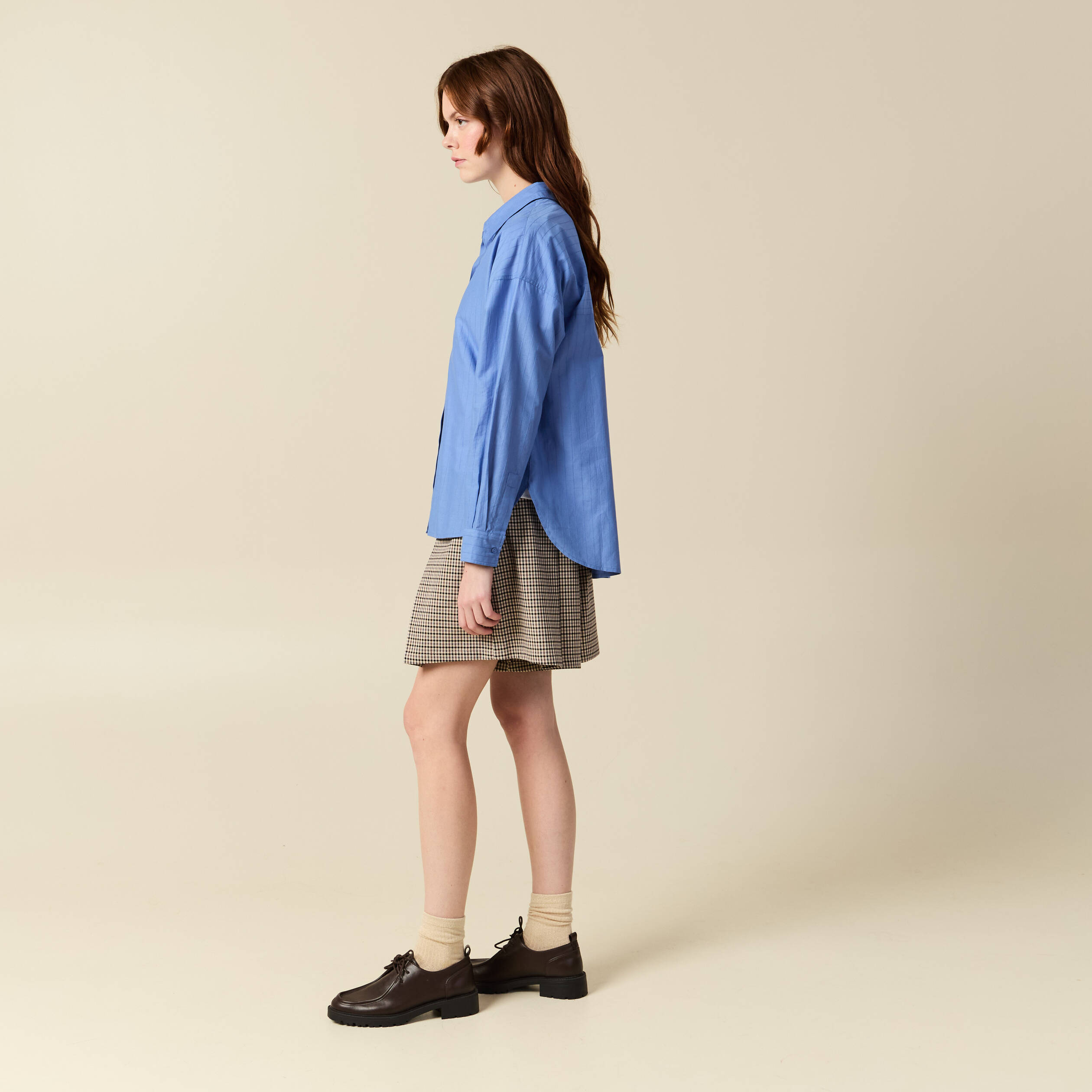 Chemise oversize en coton bleu ciel femme