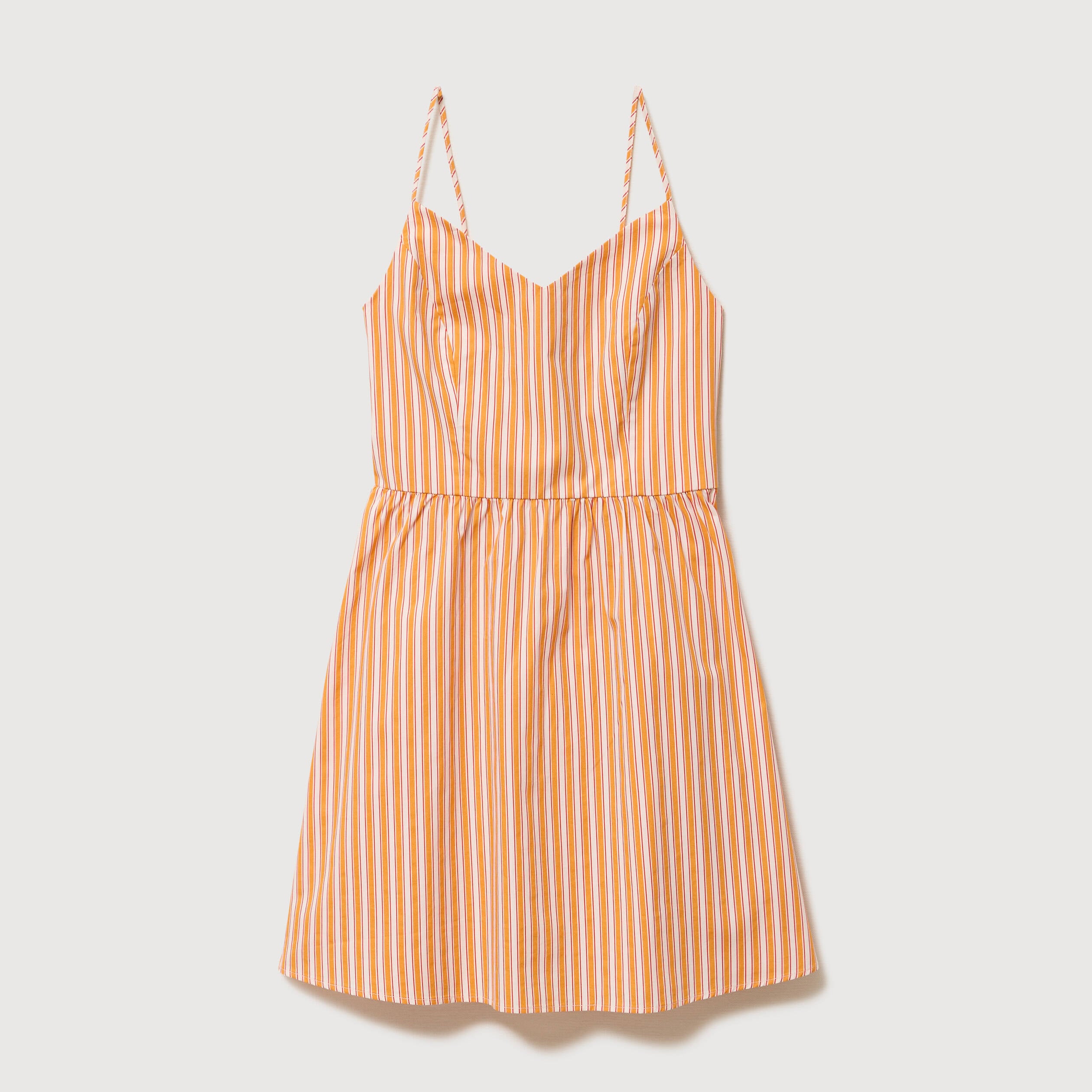 Robe bretelle col c&oelig;ur en coton orange abricot femme