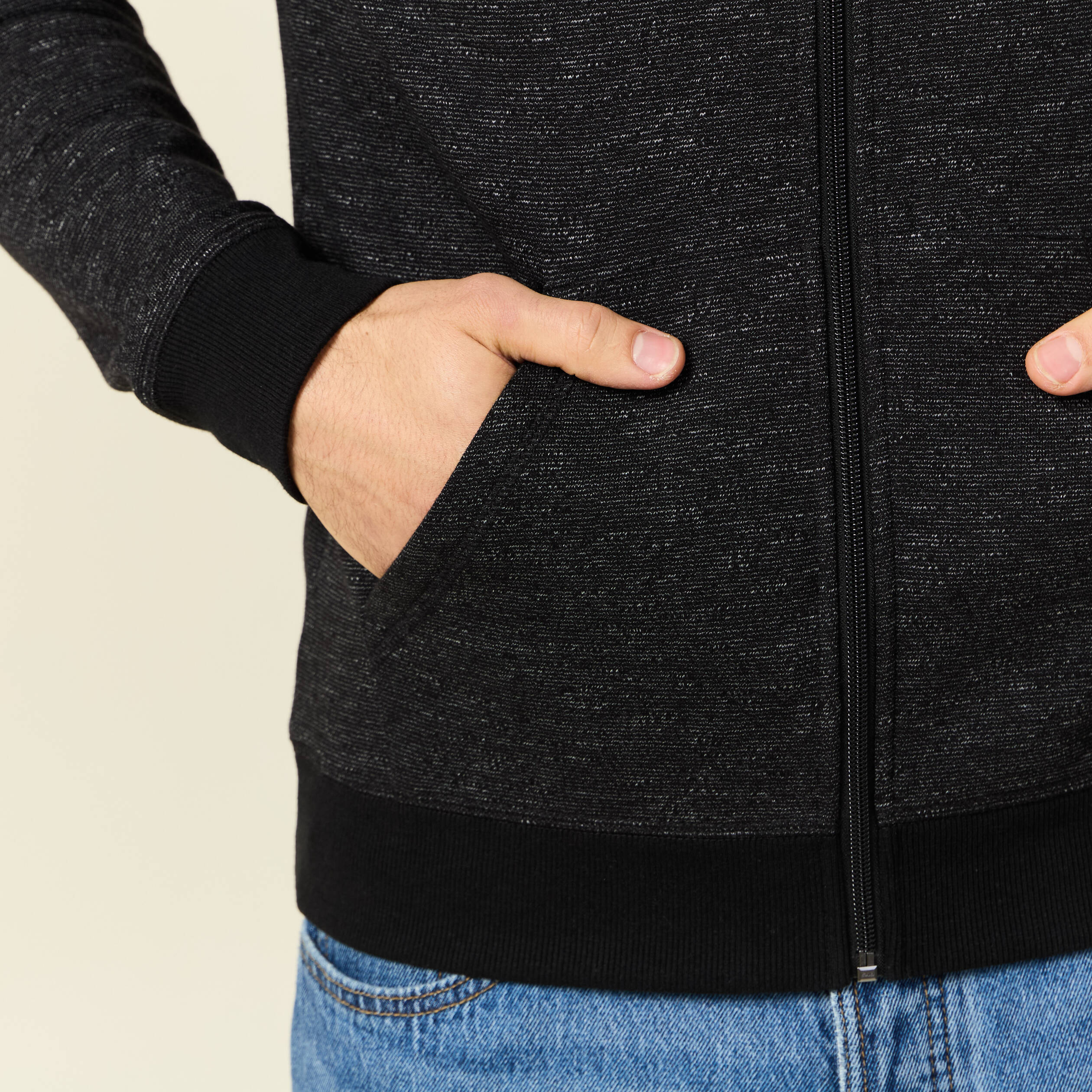 Gilet manches longues zippé noir homme