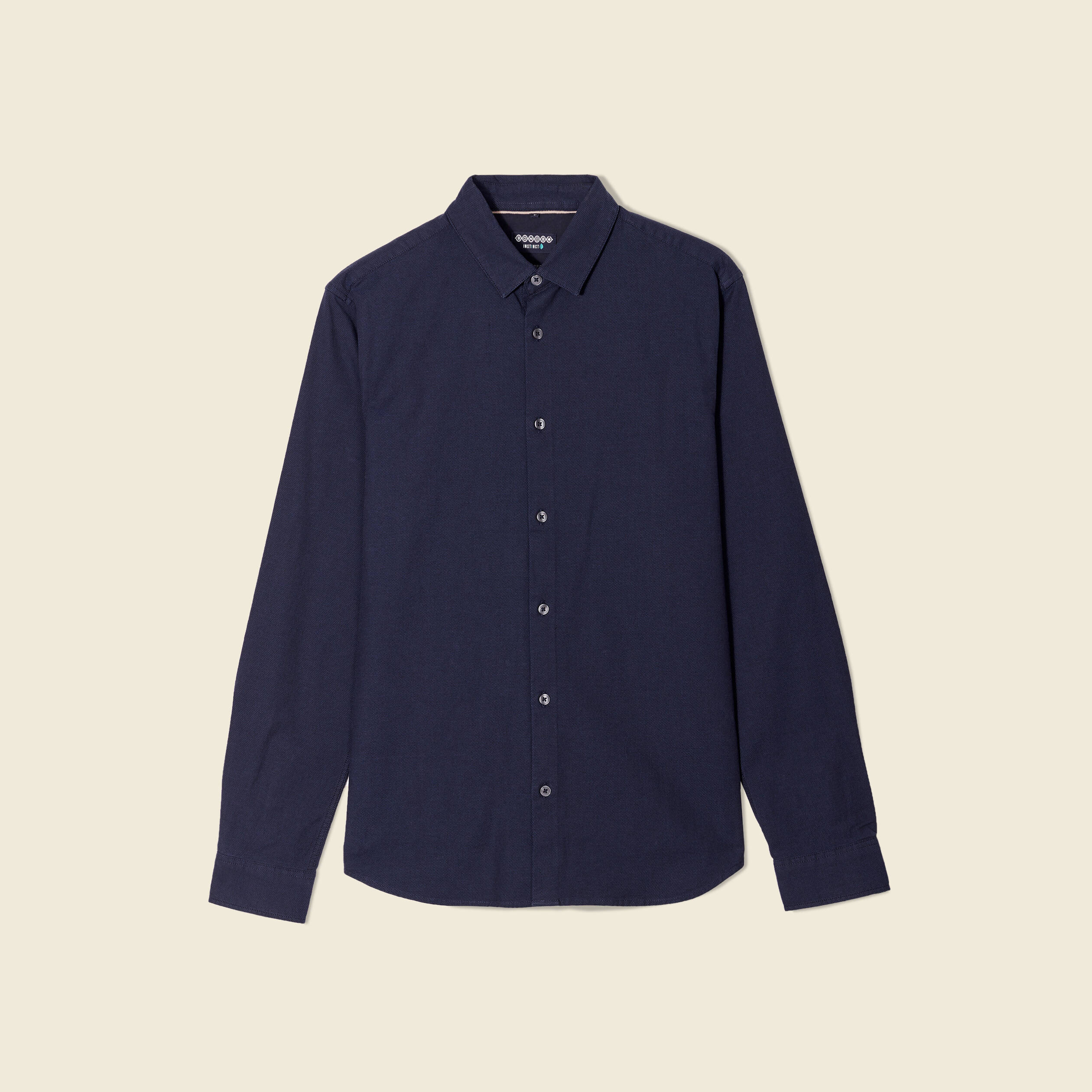 Chemise cintr&eacute;e manches longues bleu fonc&eacute; homme