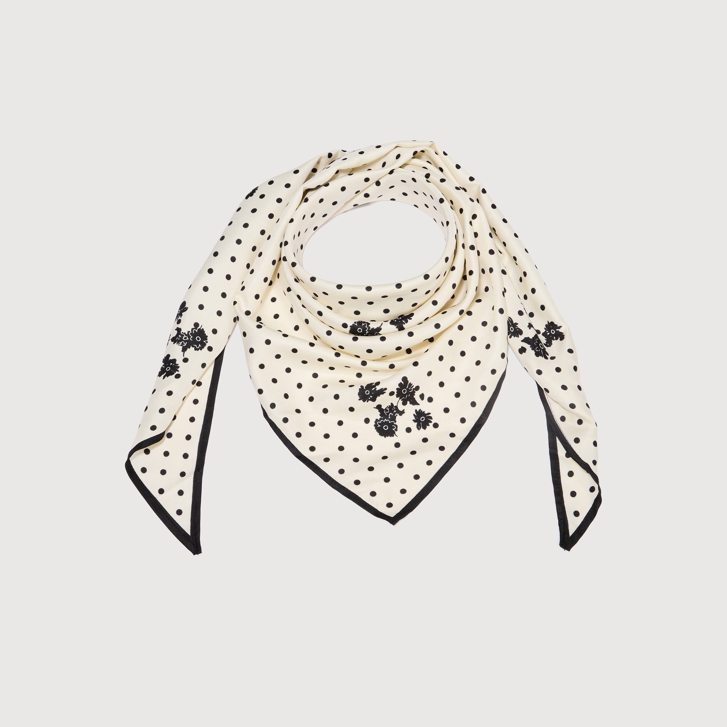 Foulard satin&eacute; noir femme