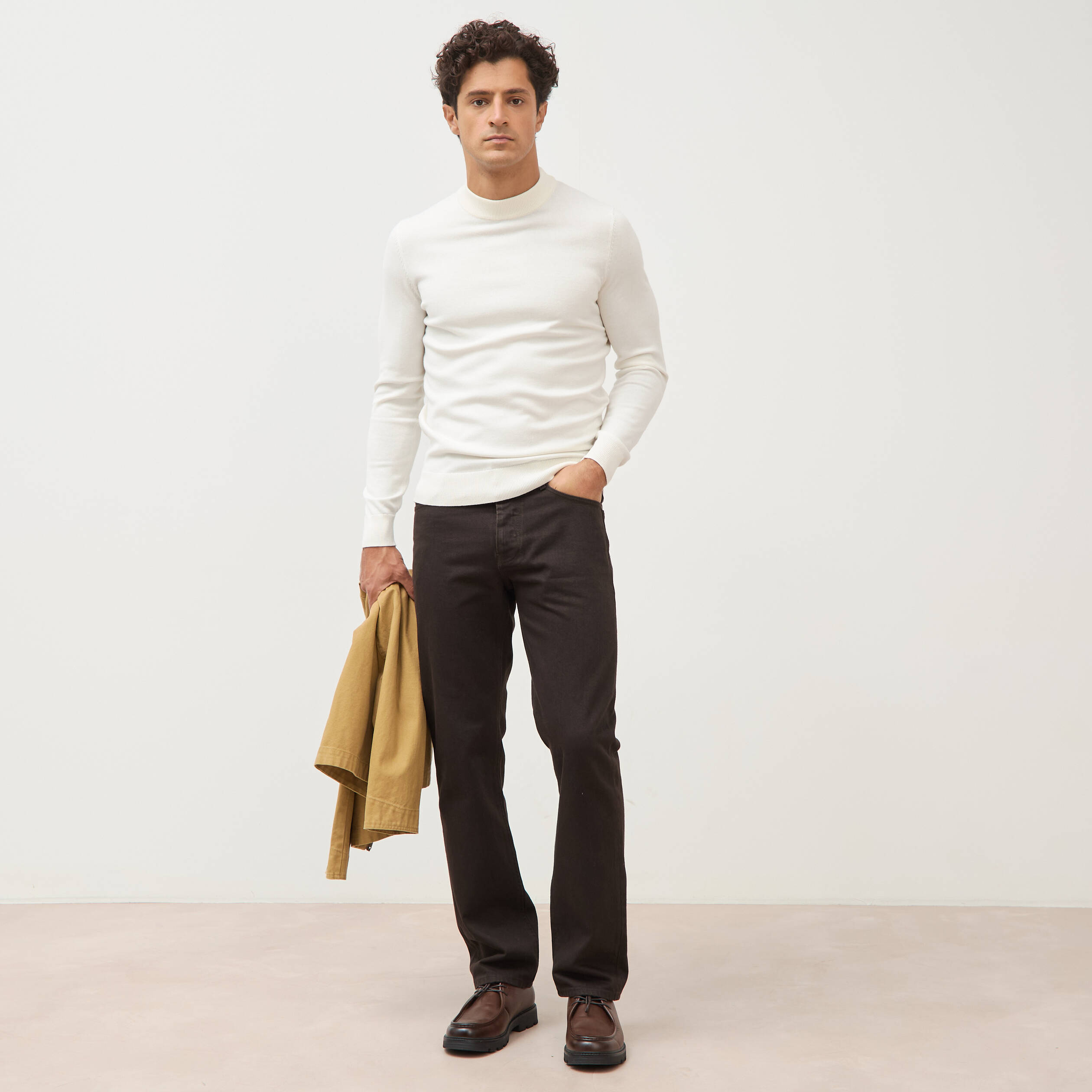 Pull manches longues ecru homme