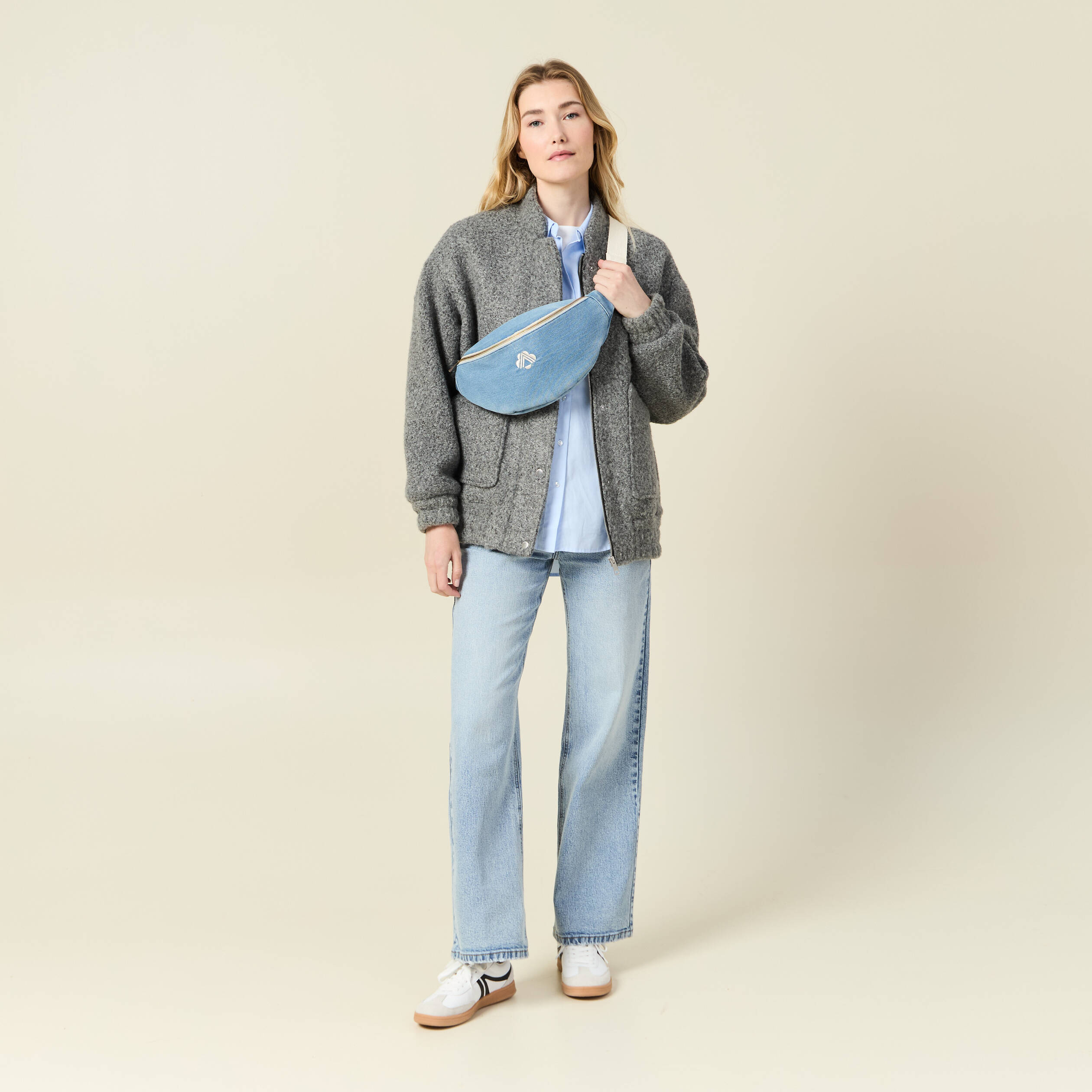 jeans large eco responsable denim snow bleu femme Jeans large éco-responsable denim snow bleu femme