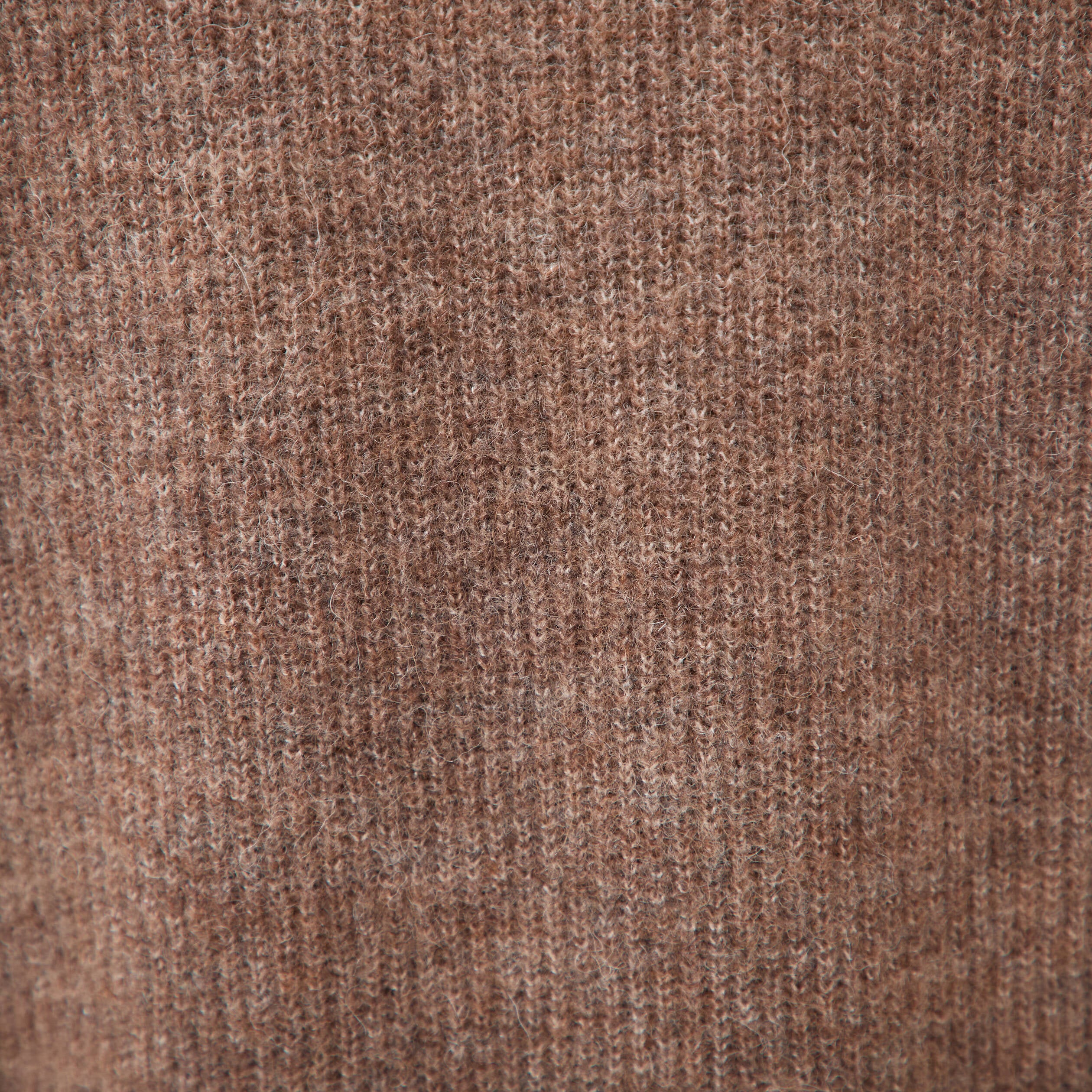Pull droit col montant manches longues marron femme
