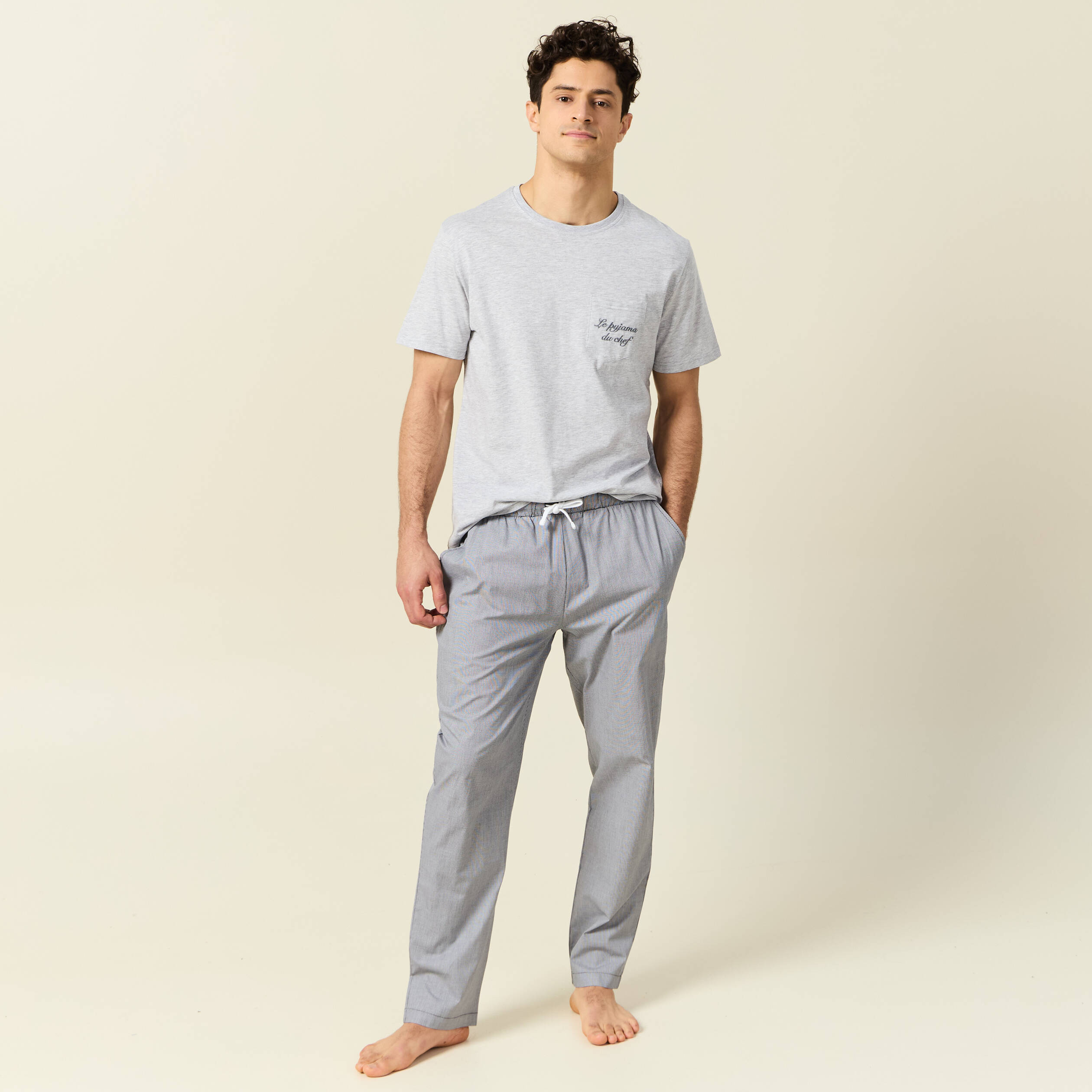ensemble pyjama 2 pieces gris clair homme Ensemble pyjama 2 pièces gris clair homme