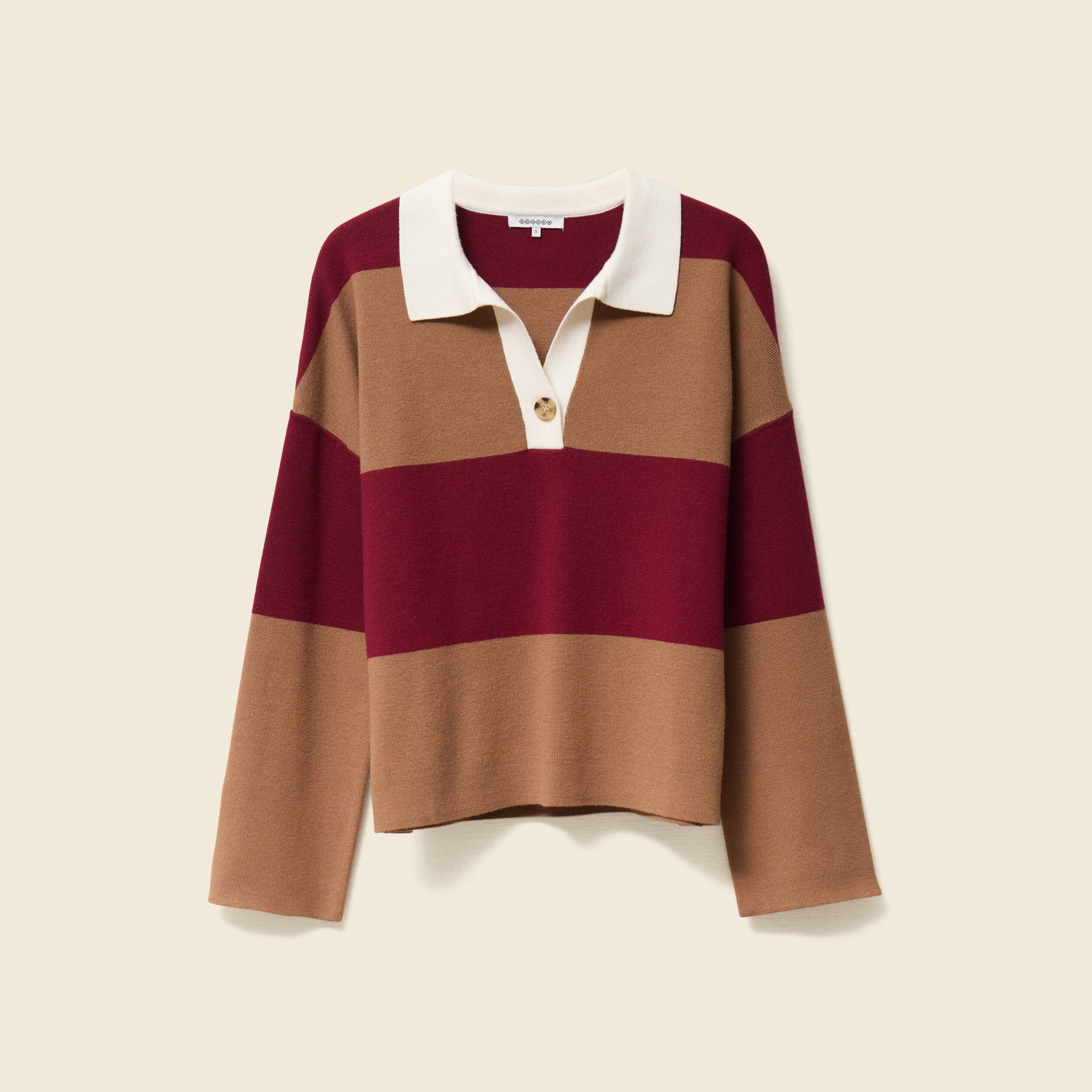 pull manches longues col polo rouge femme Pull manches longues col polo rouge femme