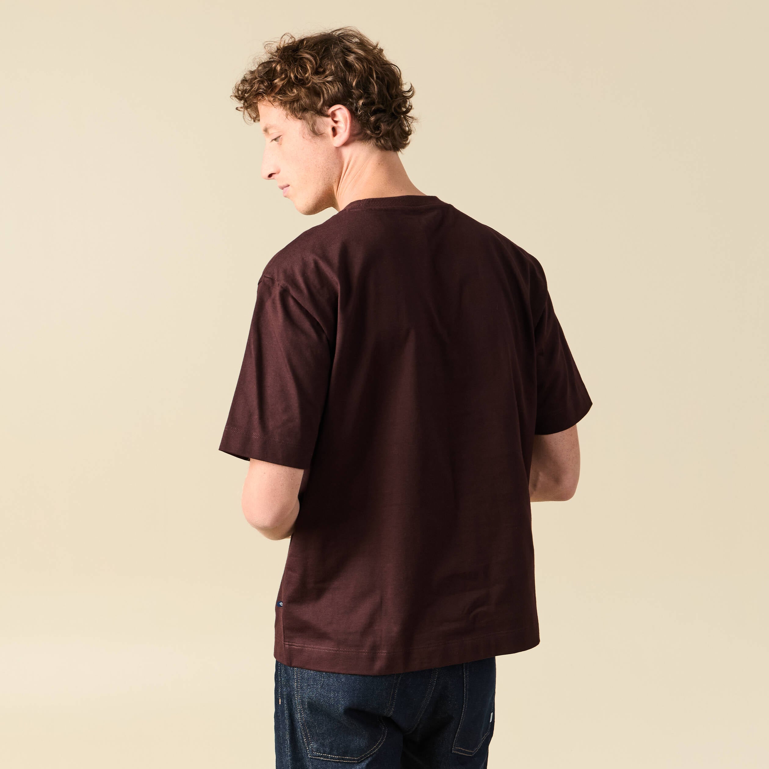 T-shirt en coton marron fonc&eacute; homme