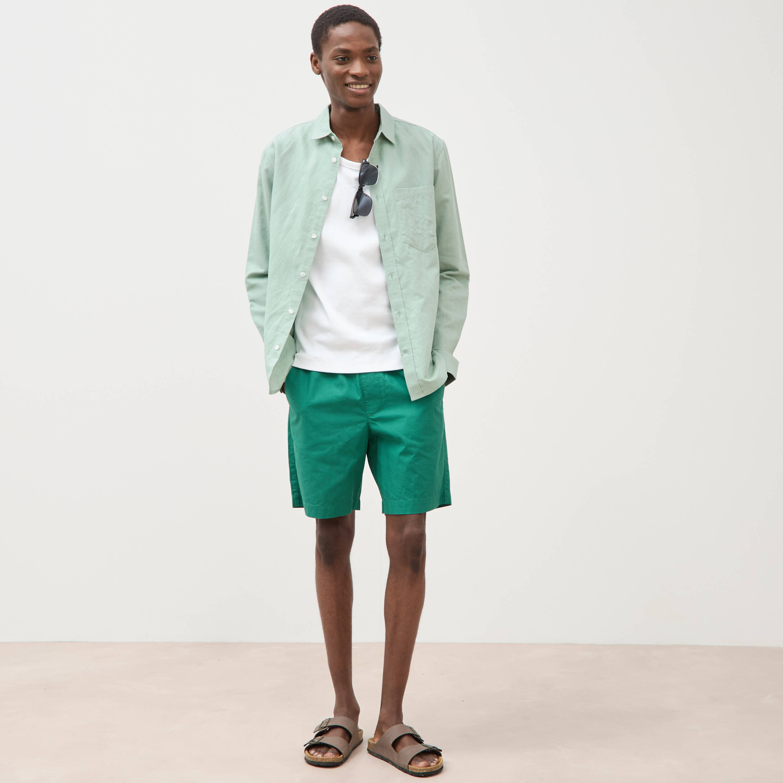 Chemise manches longues vert pastel homme