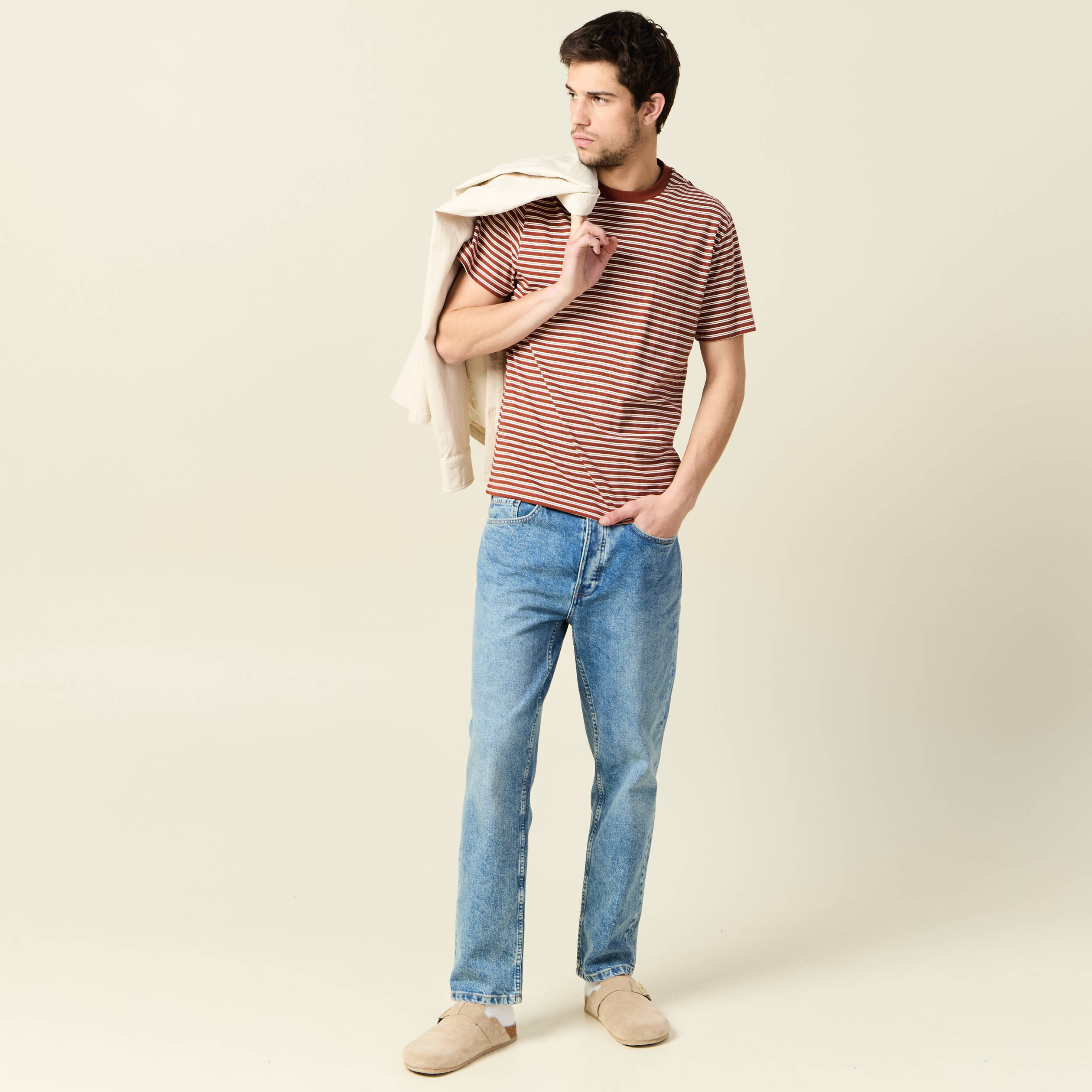 t shirt manches courtes marron cognac homme T-shirt manches courtes marron cognac homme