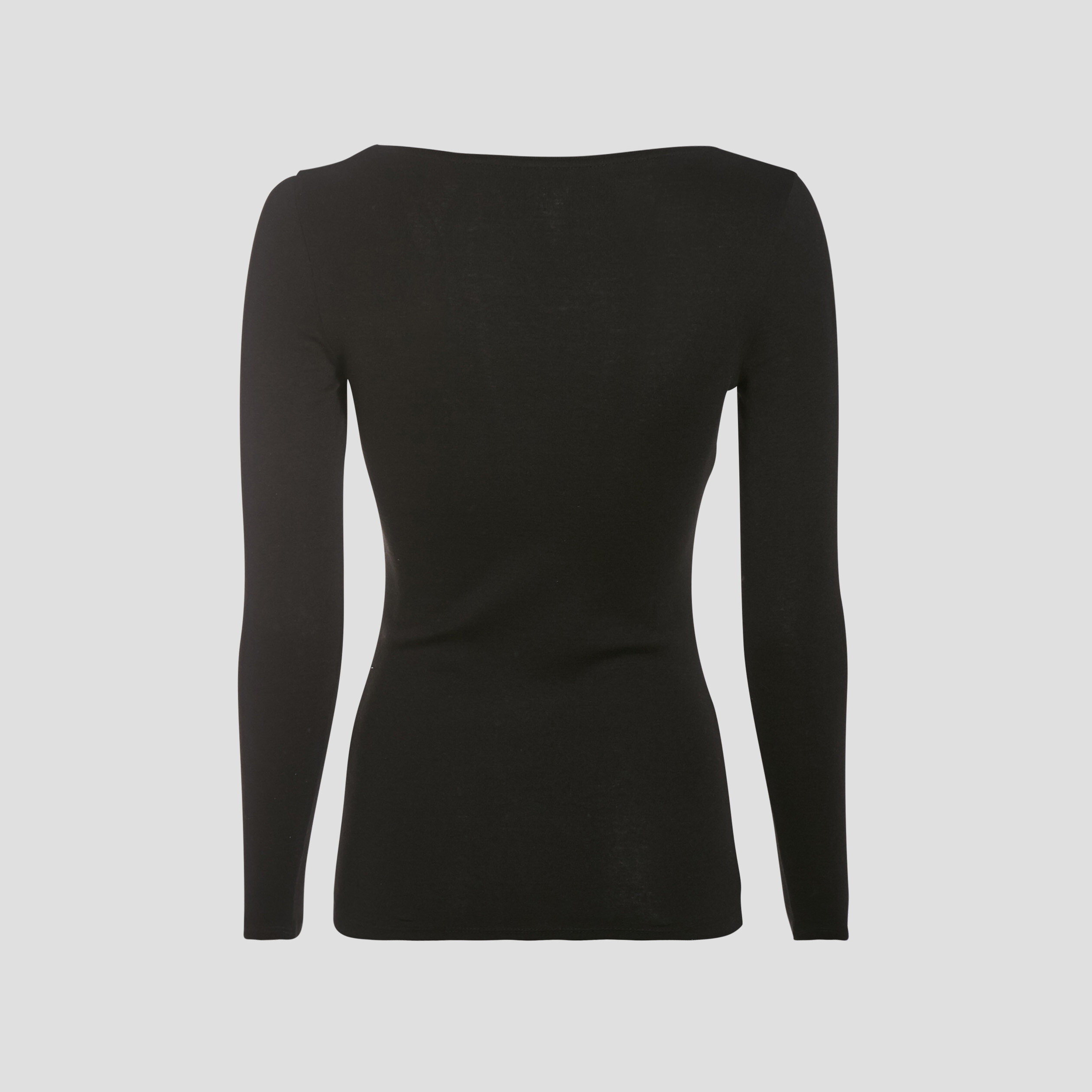 T-shirt cintr&eacute; manches longues col rond noir femme